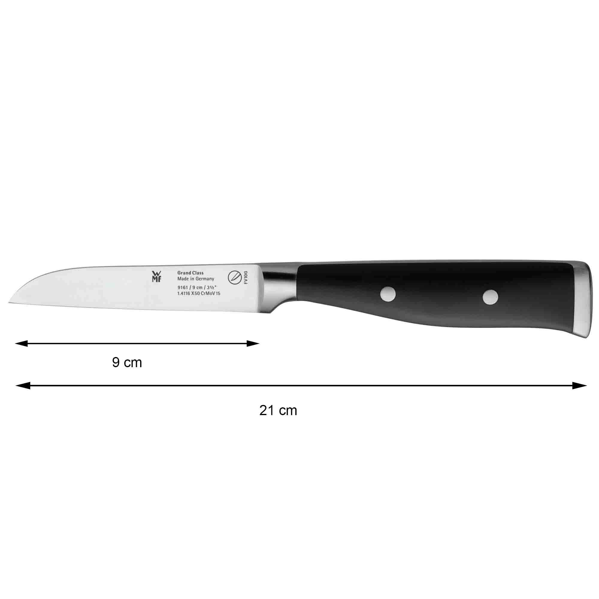 Premium WMF 3-Piece Stainless Steel Grand Class Kitchen Knife Set - Chef Knife, Paring Knife, Utility Knife - Black Ergonomic Handles for Professional Cooking & Food Prep - Perfect for Home Chefs & Culinary Enthusiasts