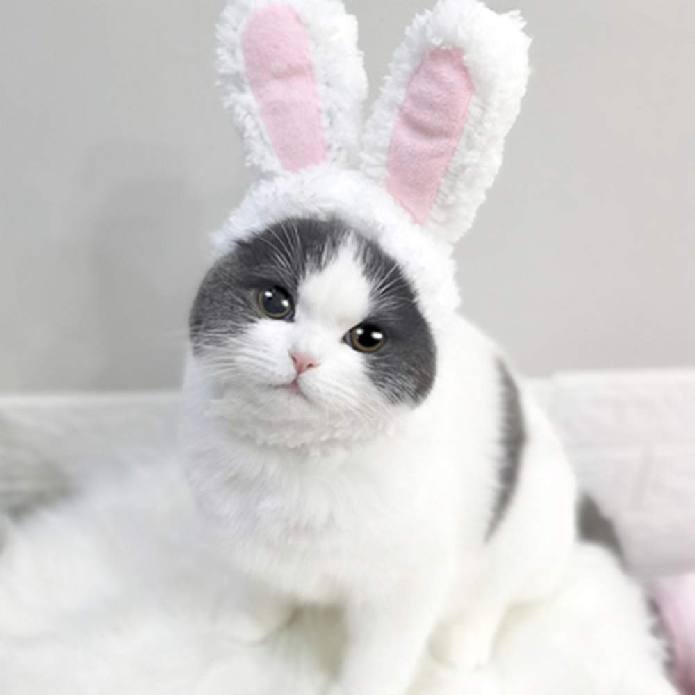 Cute Bunny Ears Headband for Cats & Dogs - Pink Rabbit Costume Halloween Pet Dress Up - Perfect for Halloween Parties, Pet Parades & Photo Shoots