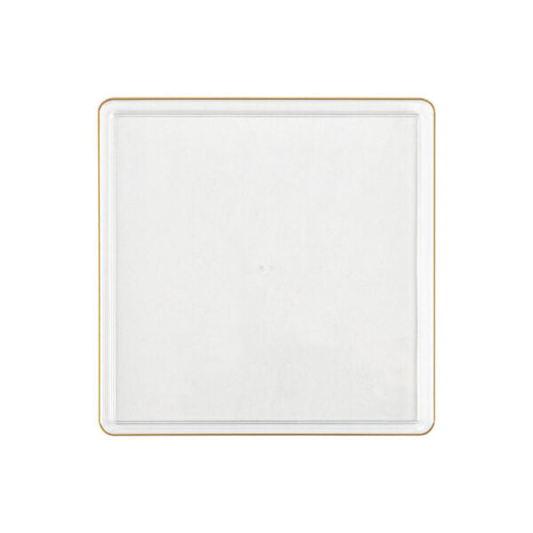 20-Piece Clear & Gold Square Plastic Dinnerware Set for 10 Guests - Elegant Square Edge Plates, Bowls & Cups - Perfect for Parties, Weddings, and Outdoor Dining
