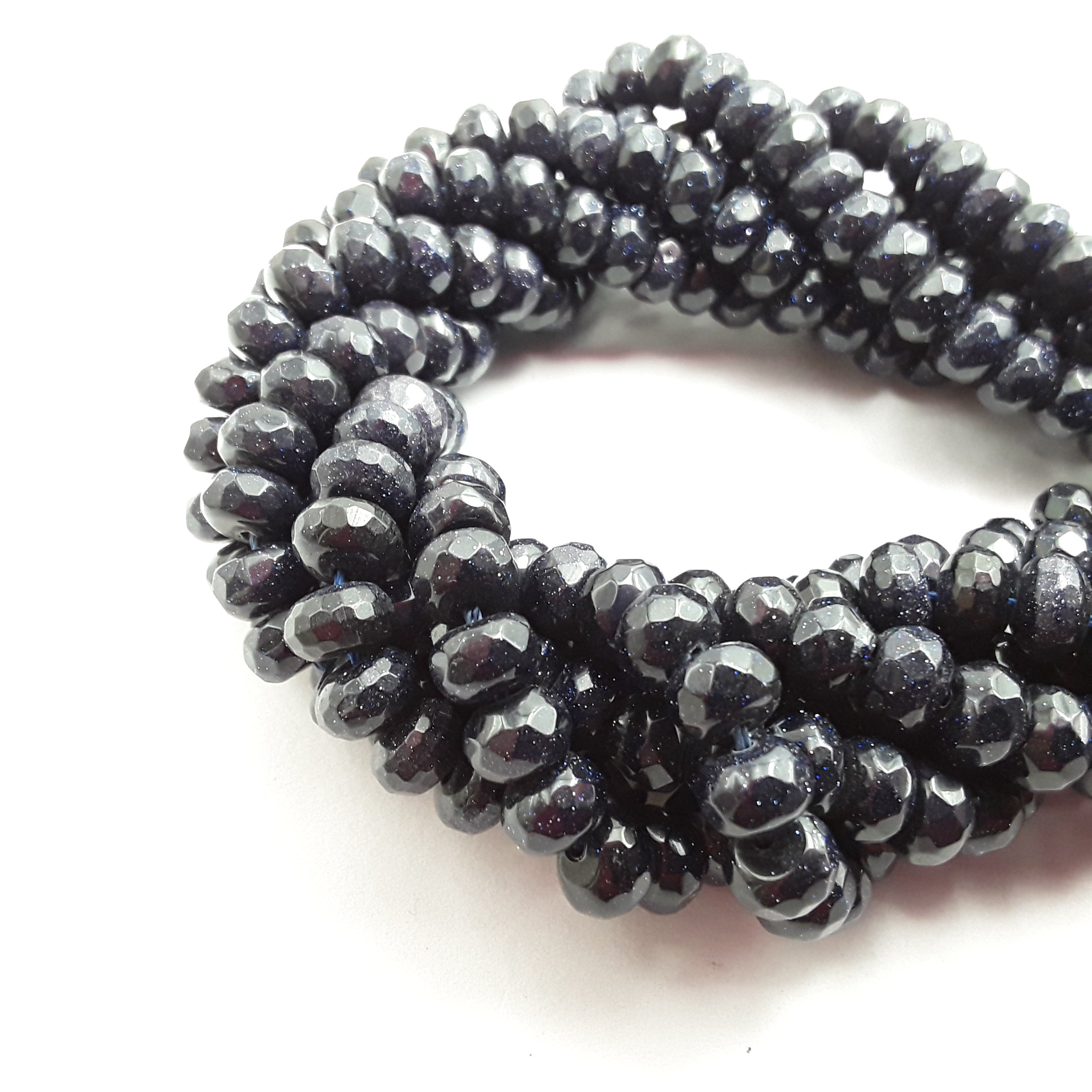 Blue Sand Goldstone Faceted Rondelle Beads 4x6mm 5x8mm - 15.5 Inch Strand for Jewelry Making, DIY Bracelets, Necklaces & Craft Projects - Perfect for Bohemian, Healing Crystal & Spiritual Jewelry Designs