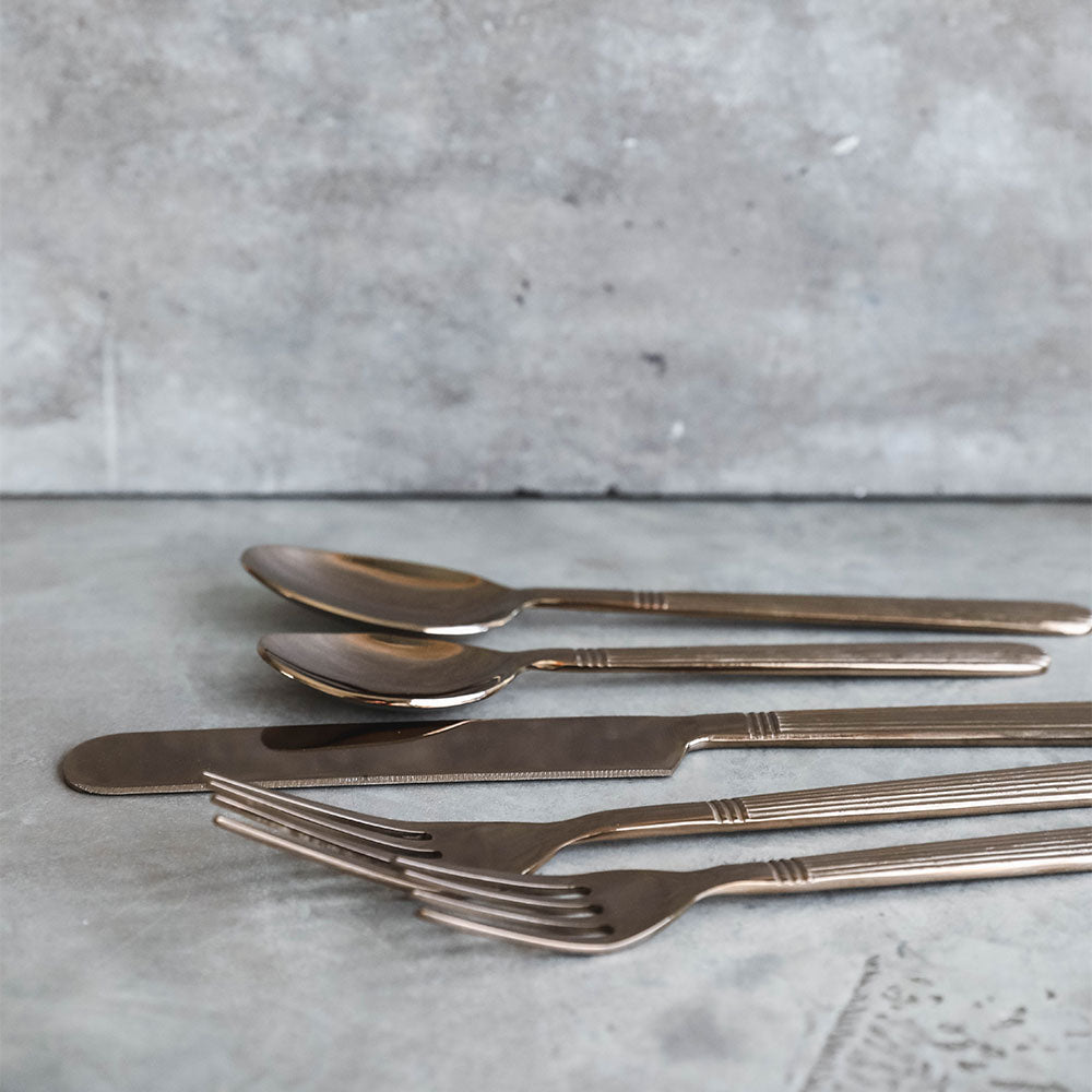 Art Deco Blush Flatware Set - 20-Piece Stainless Steel Cutlery Set for Dining, Wedding & Party - Elegant Tableware for Home, Restaurant & Special Occasions