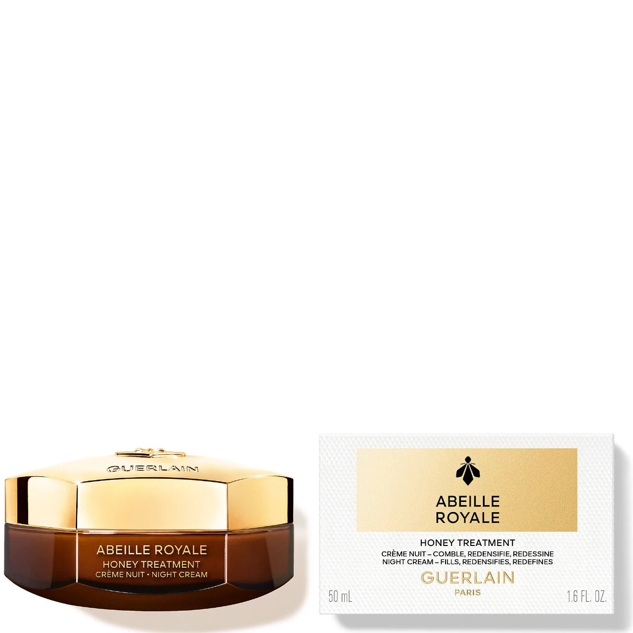 GUERLAIN Abeille Royale Honey Treatment Night Cream with Hyaluronic Acid 50ml - Anti-Aging Moisturizer for Dry Skin, Overnight Repair Cream - Perfect for Nighttime Skincare Routine & Luxury Gift
