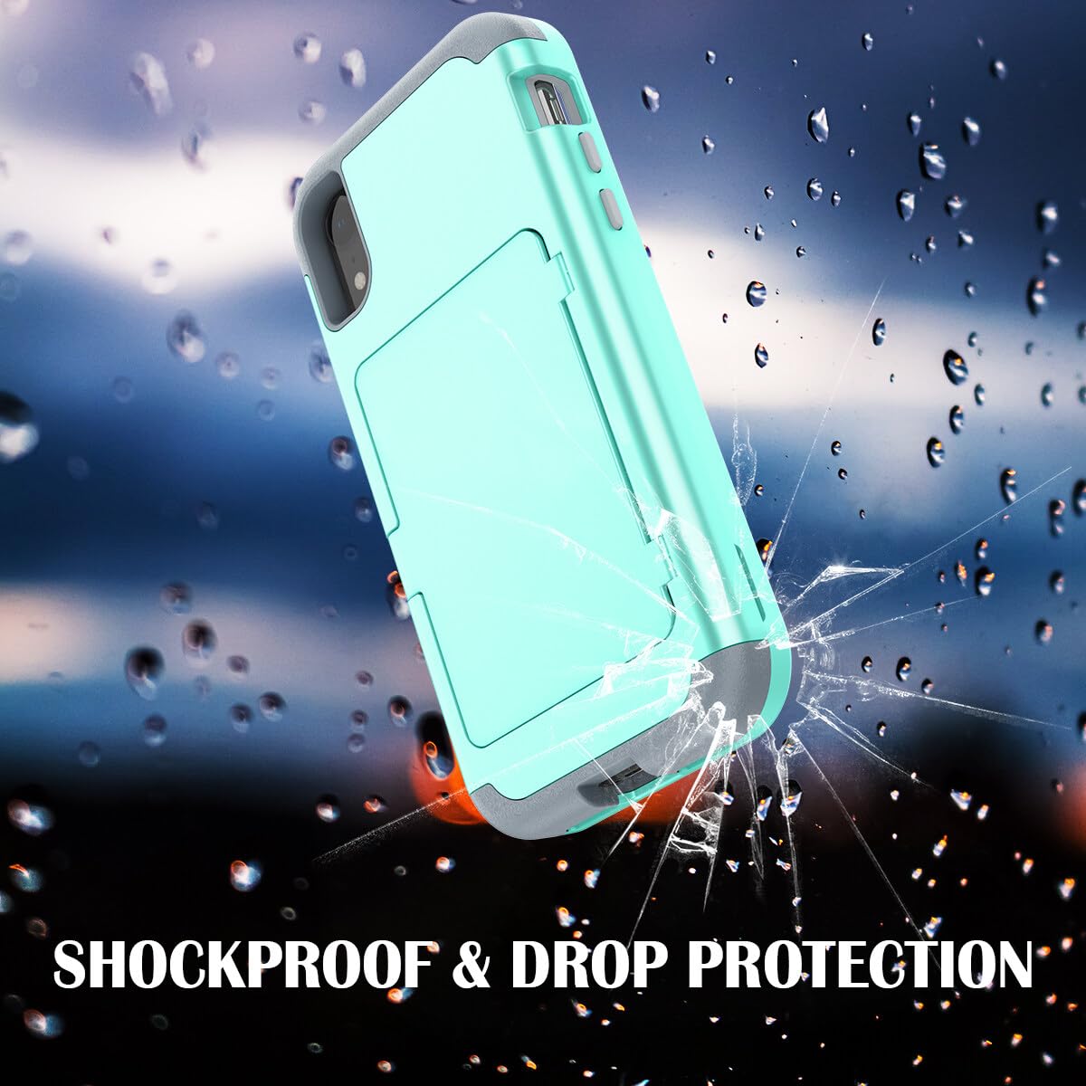 Premium iPhone XR Wallet Case with Card Holder & Hidden Mirror - 3-Layer Heavy Duty Shockproof Protection, Mint Green - Perfect for Travel, Work & Everyday Use