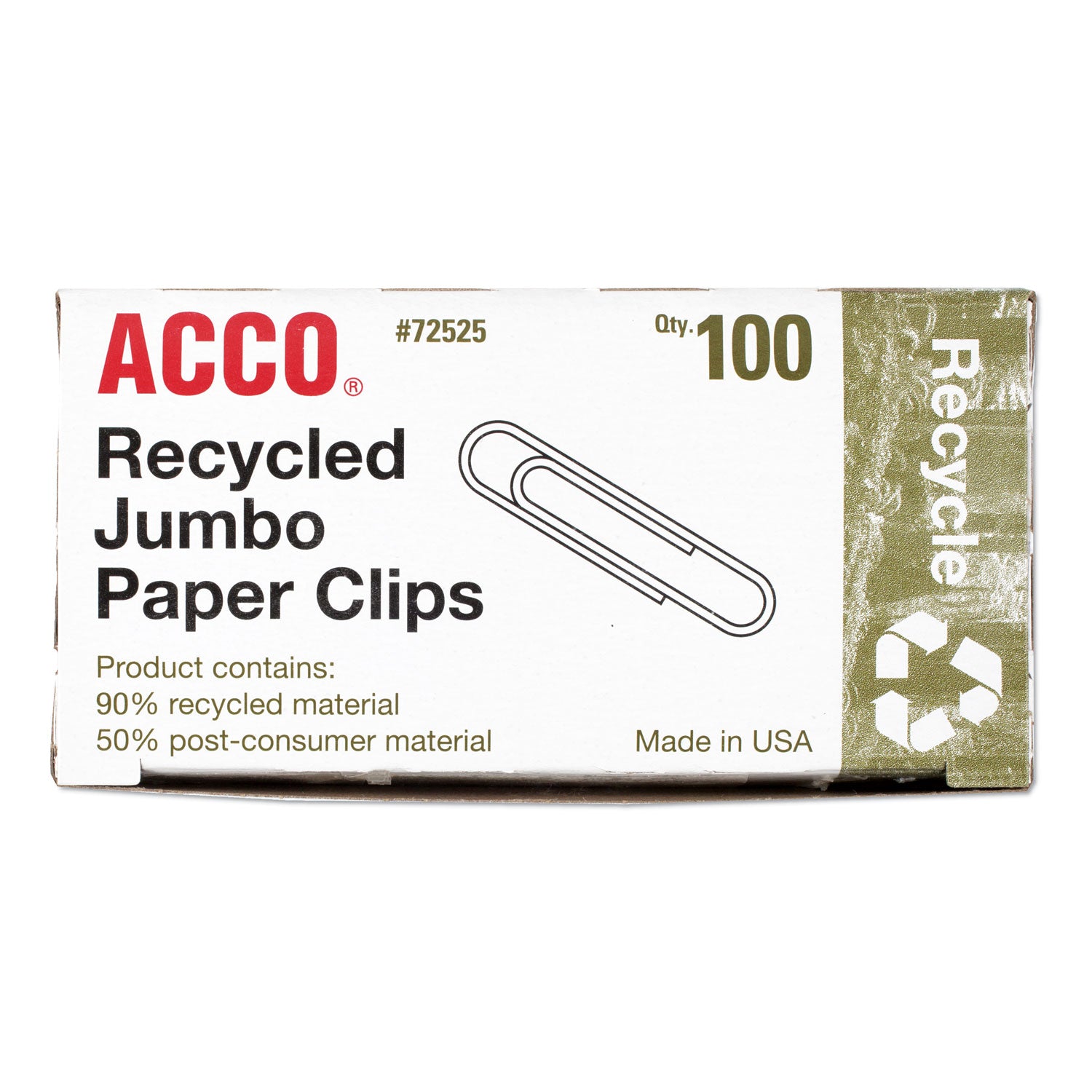 ACCO Recycled Jumbo Smooth Silver Paper Clips - 100 Clips per Box, 10 Boxes per Pack - Perfect for Office Organization, School Supplies & Eco-Friendly Paper Management