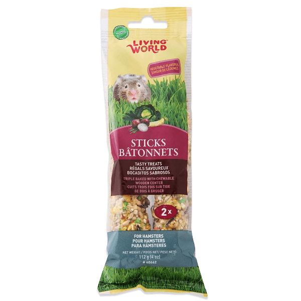 Living World Vegetable Flavor Hamster Treat Sticks - Healthy Natural Chew Toys for Small Pets, Perfect for Cage Enrichment & Dental Care