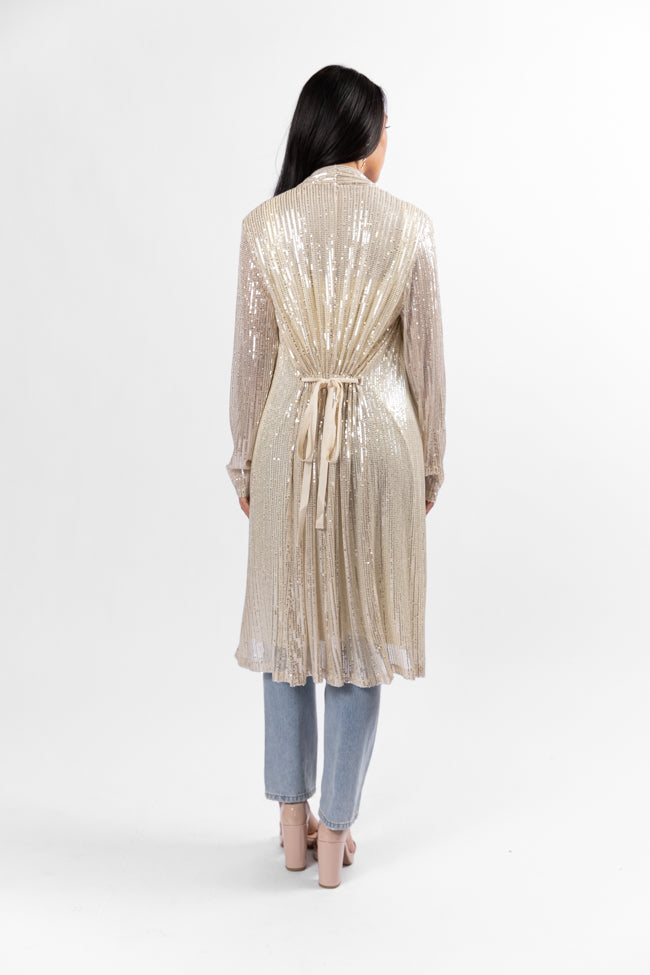 Elegant Gold Sequin Kimono Robe - Women's Luxury Loungewear for Parties, Weddings & Special Occasions