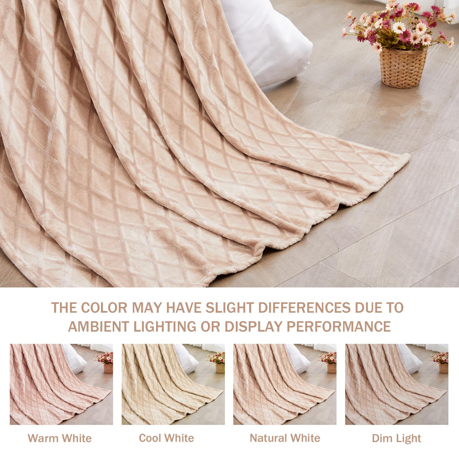 Exclusive Soft Camel Fleece Throw Blanket for Couch & Bed - Lightweight Decorative Blanket with All-Season Pattern (50x70 Inches) - Perfect for Living Room, Sofa, Dorm & Travel