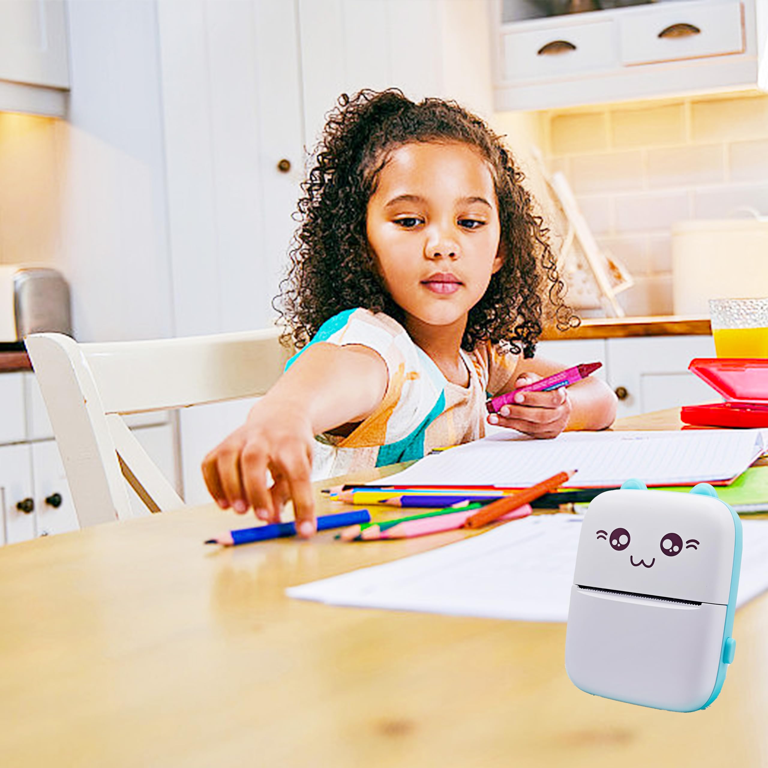 Mini Portable Bluetooth Sticker Printer - Wireless Photo Printer for Android & iOS, 6 Rolls Thermal Paper Included - Perfect for Study Notes, Scrapbooking, and Instant Photo Printing
