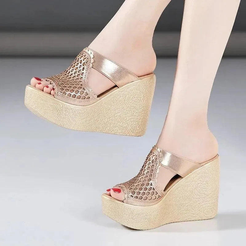 Breathable Mesh Summer Wedge Sandal Shoes for Women - Comfortable Casual Walking & Beach Vacation Outfits