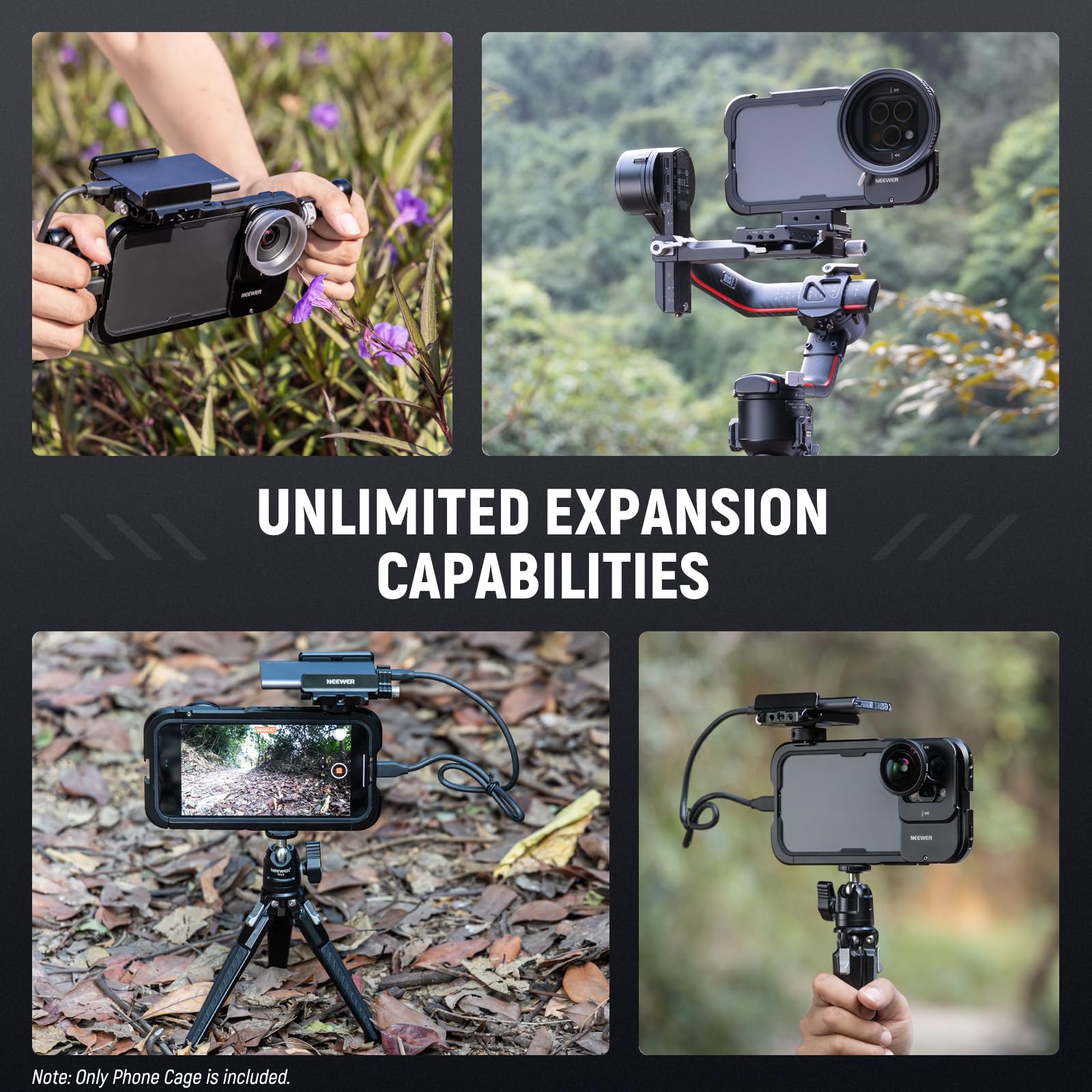 NEEWER 15 Pro Metal Phone Video Rig Stabilizer with 67mm Filter Adapter, 17mm Lens Backplane & Cold Shoe - Professional Smartphone Mount for TikTok, YouTube Videos, Vlogging & Film Making - Includes 1/4
