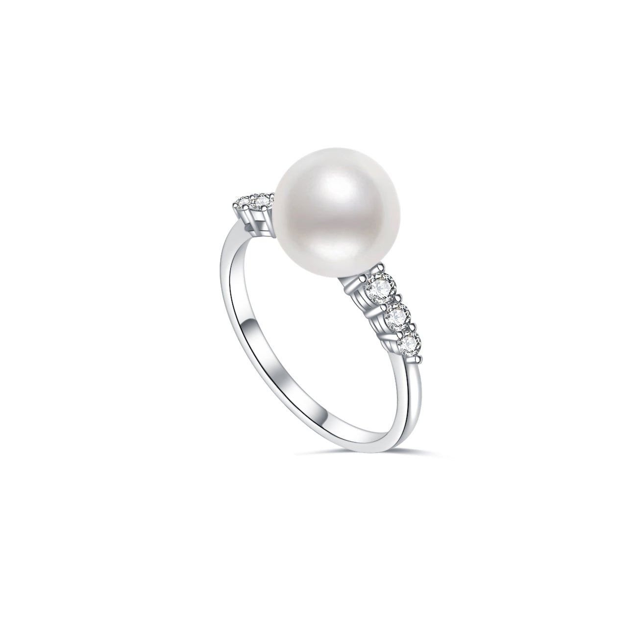 18K White Gold Diamond & Australian South Sea Pearl Ring for Women - Elegant Bridal, Wedding, Anniversary & Gift Jewelry KR00056