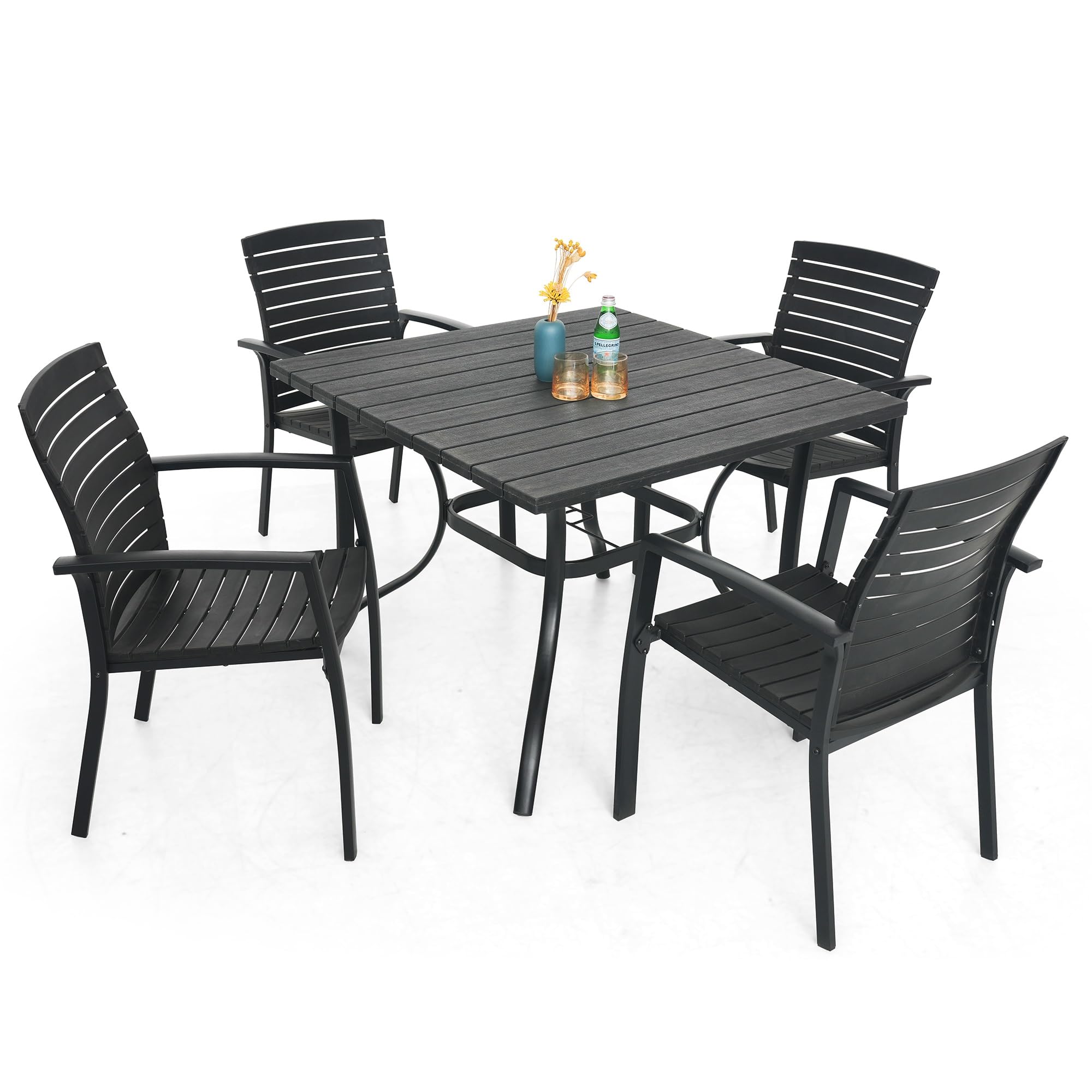 Outdoor Square Plastic Picnic Table with 1.6