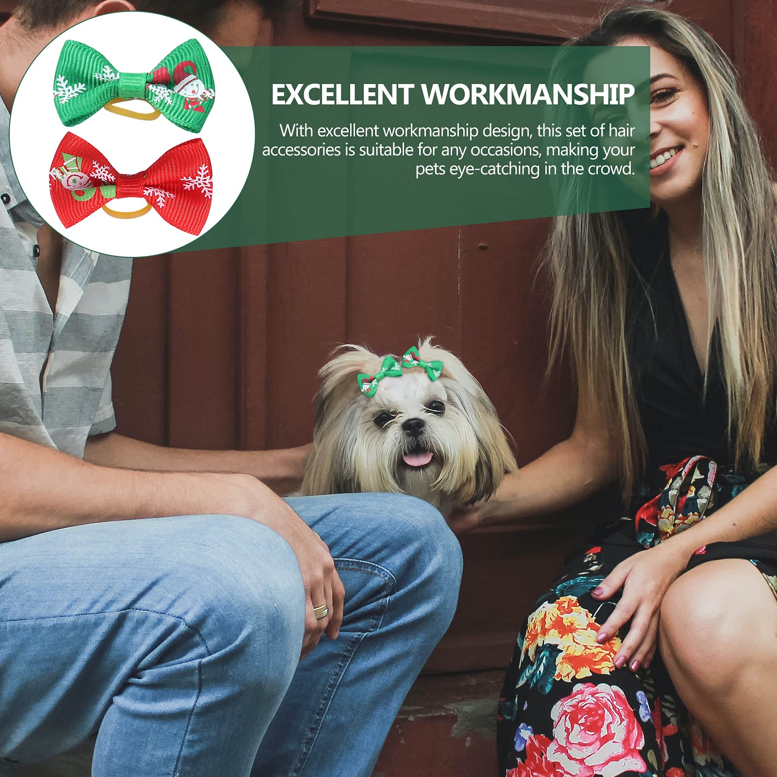 50 Pcs Dog Bows with Clips - Christmas Puppy Hair Accessories for Grooming & Xmas Photos