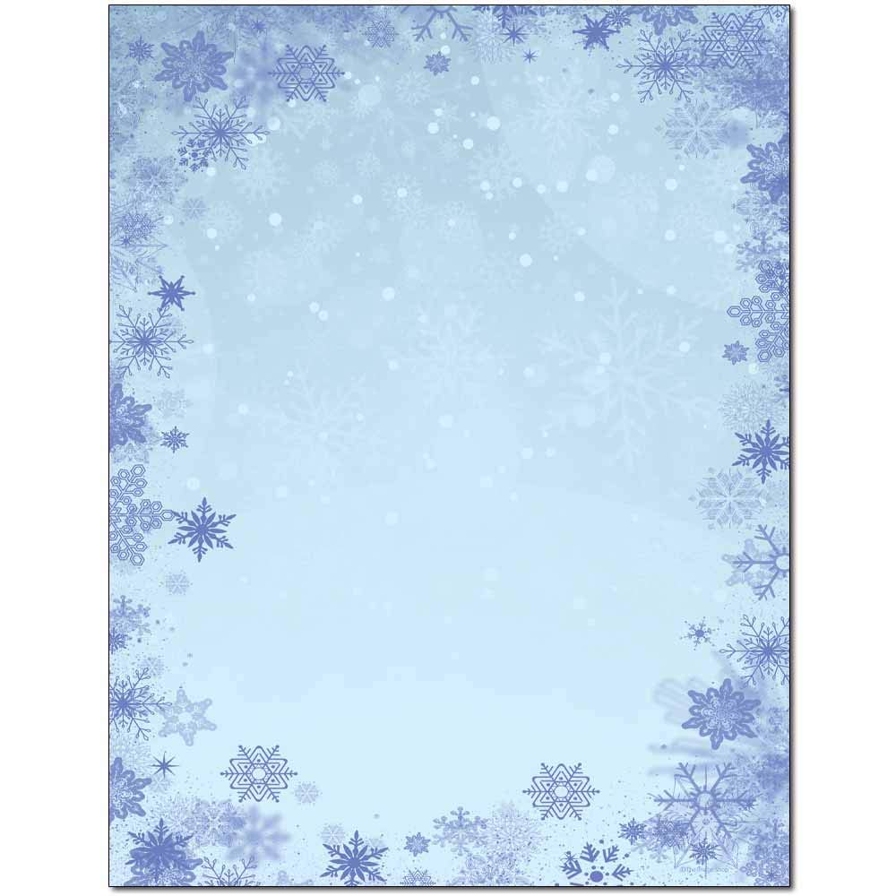 Premium Blue Snowflakes Letterhead Paper - 100 Sheets for Laser & Inkjet Printers - Perfect for Holiday Cards, Business Stationery & Winter-Themed Projects
