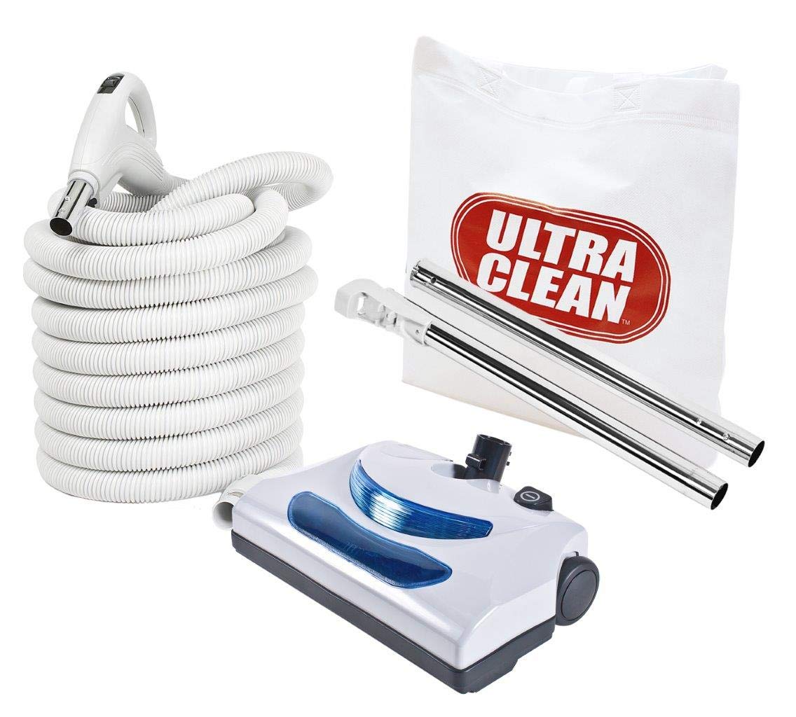 Plastiflex 30ft Central Vacuum Hose with Blackhawk Electric Powerhead Kit - Compatible with Nutone, Beam, Eureka - Ideal for Whole House Cleaning & Hard-to-Reach Areas