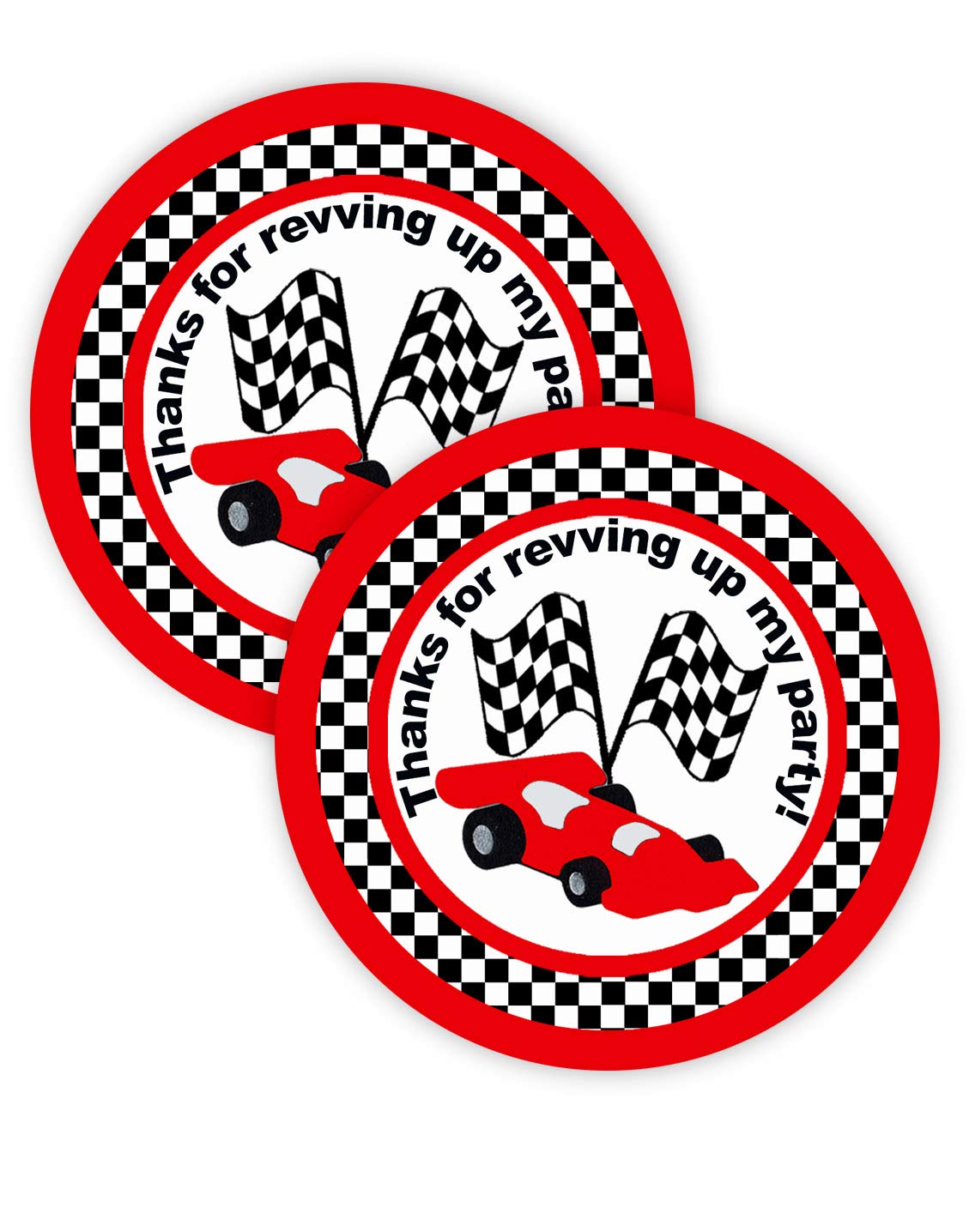Race Car Party Favor Stickers - 40 Pack of High-Quality Race Car Thank You Tags for Kids Birthday Party Supplies - Perfect for Indy 500 Themed Decorations, Goodie Bags & DIY Crafts