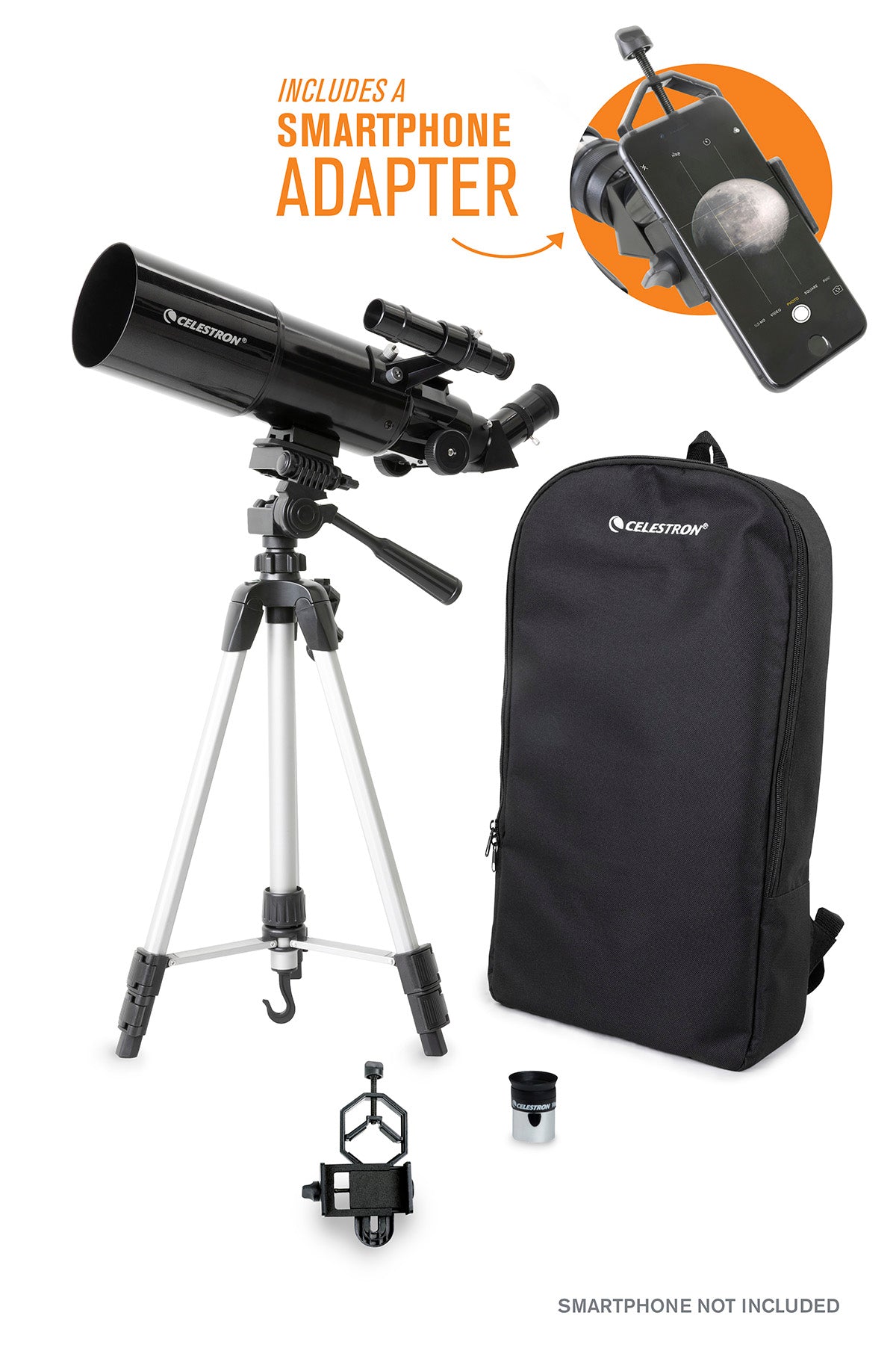 Portable Travel Scope 80 Telescope with Smartphone Adapter - Perfect for Stargazing, Bird Watching & Outdoor Adventures