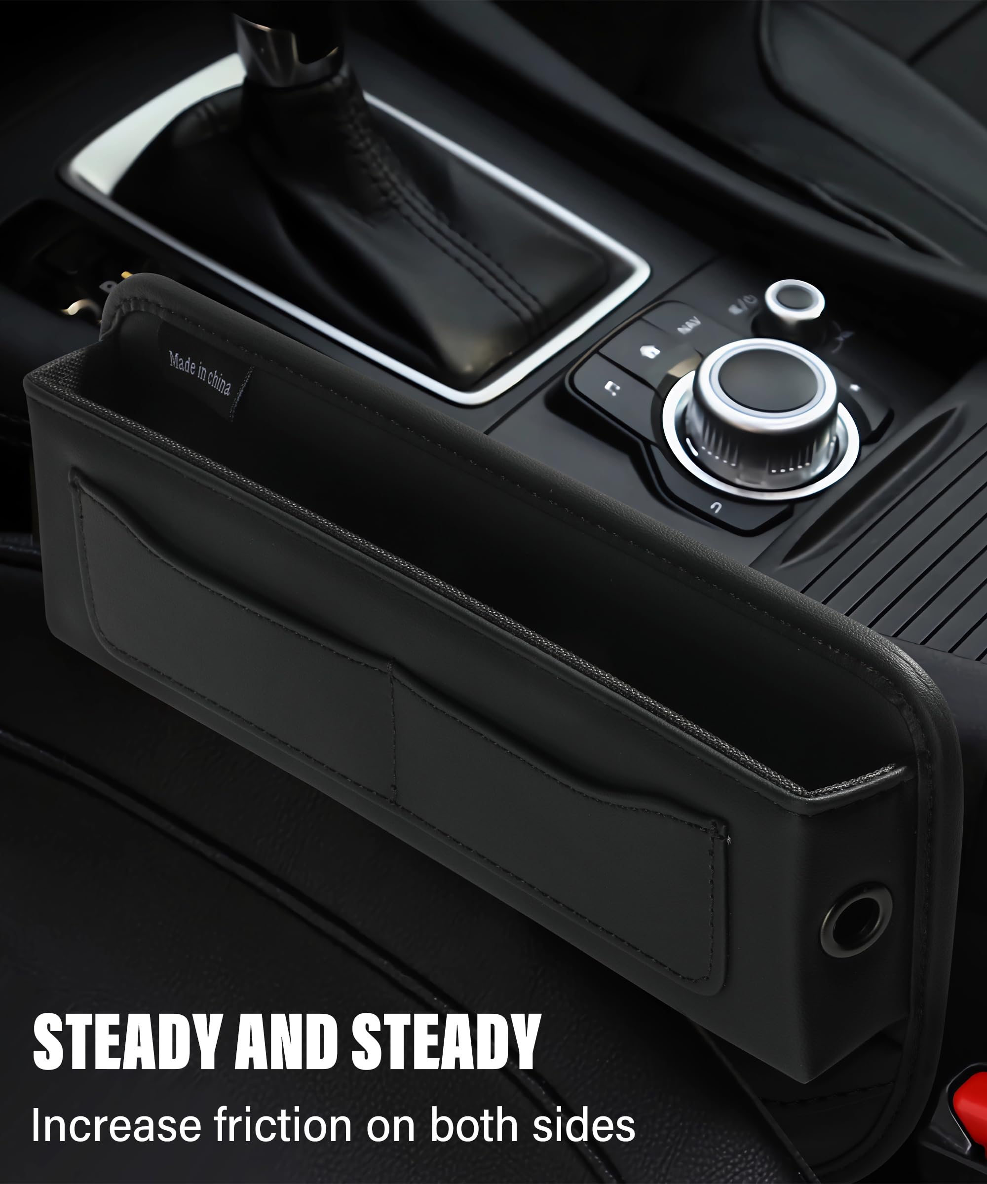 ESEWALAS Car Seat Gap Filler - Premium Leather Car Organizer for Phones, Keys, Cards & Glasses | Multifunctional Car Storage Accessory | Perfect for Road Trips, Commuting & Everyday Use