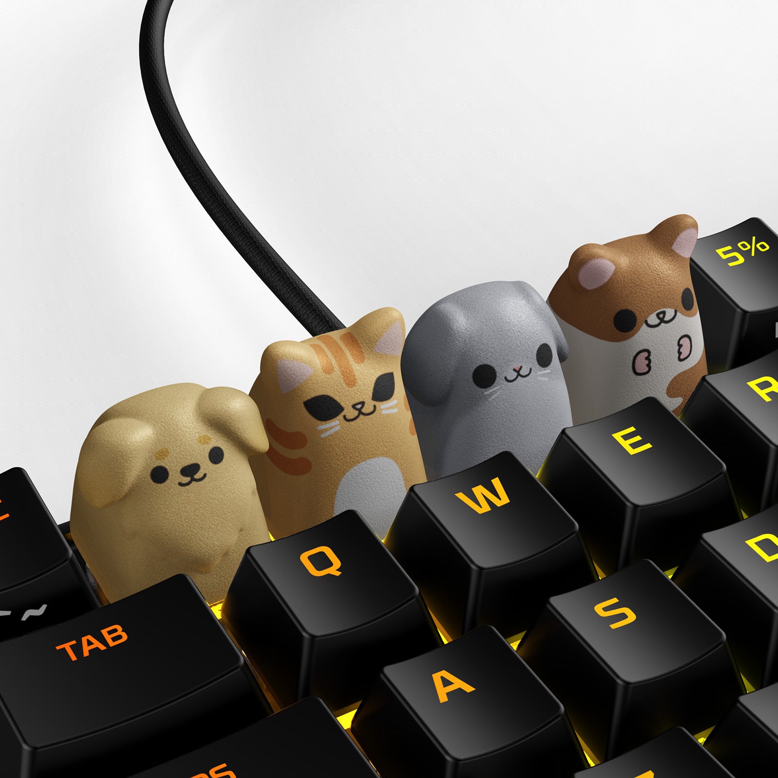 HX3D Custom Keycap Set - Cute Pet Themed Mechanical Keyboard Keycaps for Gaming & Typing - Perfect for PC, Mac, and Laptop Enthusiasts