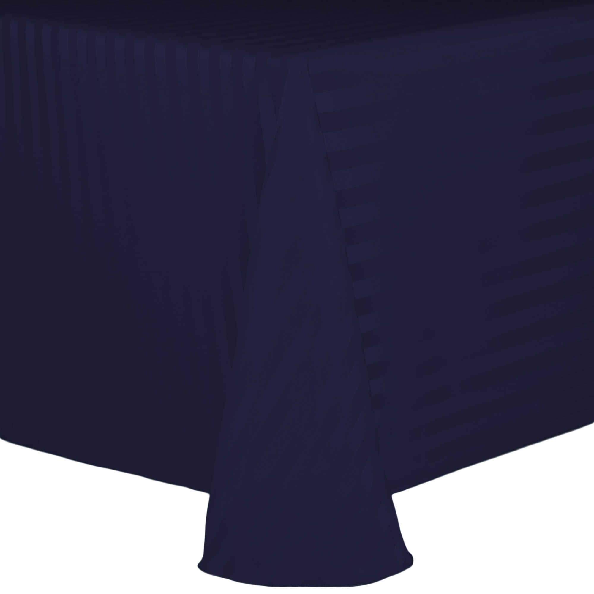 Premium 3-Pack Navy Blue Satin Stripe 60 x 102 Inch Oval Tablecloths - Elegant Dining, Wedding, Party & Event Decor - Wrinkle & Stain Resistant Fabric