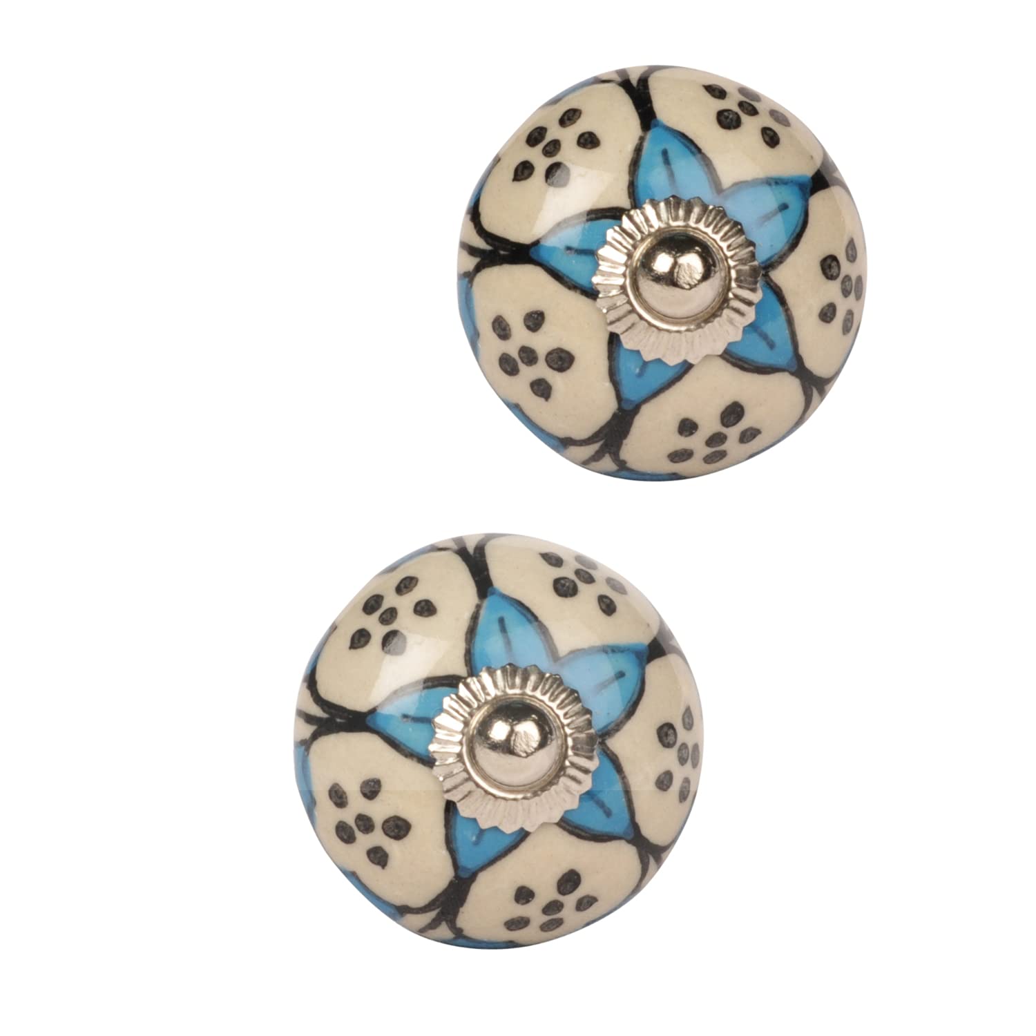 Vintage Ceramic Cabinet Knobs - 2 Pack Antique Drawer Pulls for Kitchen, Dresser & Dressing Table - Elegant Hardware for Home Decor & Furniture Upgrade