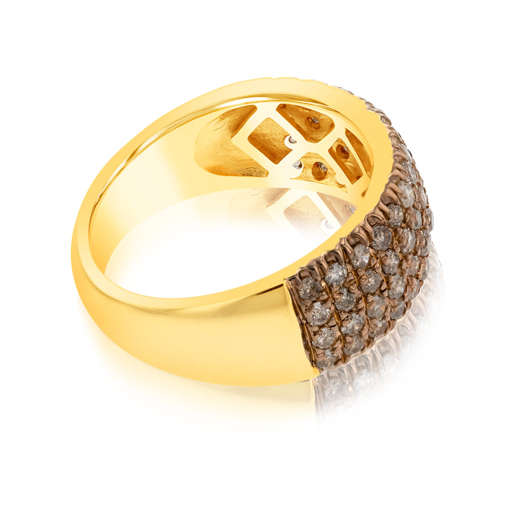 1 Carat Diamond Ring with 58 Brilliant Cut Diamonds in Silver Gold Plated - Elegant Engagement & Wedding Ring for Women