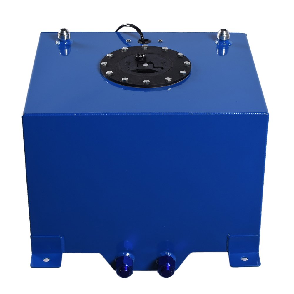 8 Gallon (30L) Universal Aluminum Fuel Cell Tank with Level Sensor - Blue | Racing, Street, Drift & Strip Performance Fuel Tank for Cars & Hot Rods