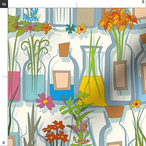Botanical Bottles Aromatherapy Nature Printed Minky Fabric by The Yard - Soft Plush Fabric for Sewing Baby Blankets, Quilt Backing & Home Decor (Spoonflower Premium Fabric)