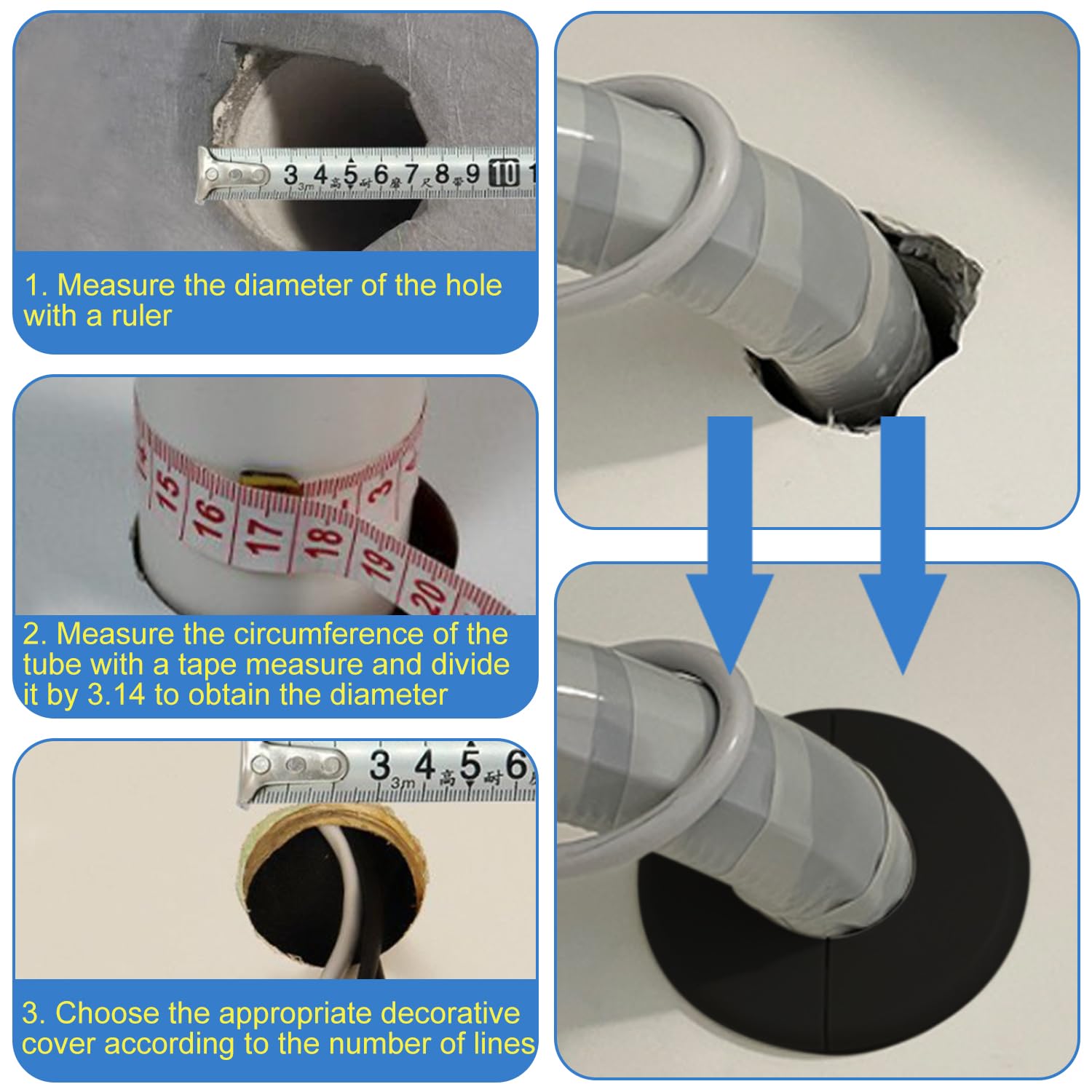 2Pcs Black ABS Wall Split Flange for 2