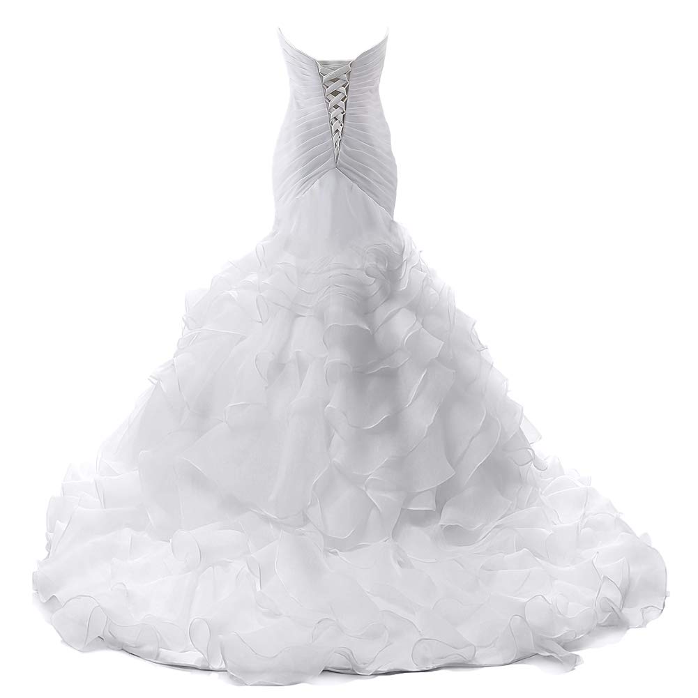 JAEDEN 2025 Sweetheart Neckline Ruffled Mermaid Wedding Dress for Bride - Elegant Long Train Bridal Gown for Beach, Church & Formal Weddings