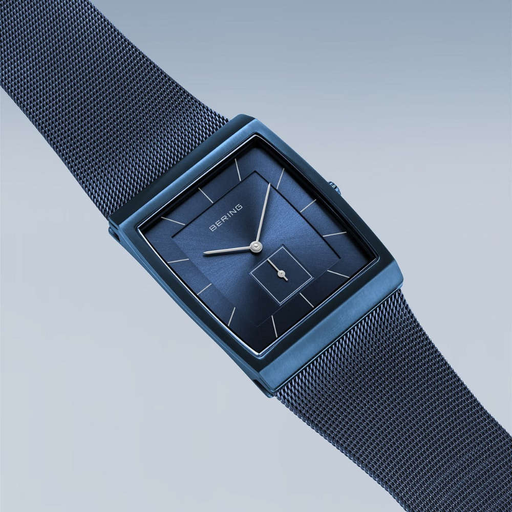 Bering Classic Men's Watch with Blue Dial & Milanese Strap - Model 16033 397 | Elegant Dress Watch for Business, Formal Occasions & Everyday Wear