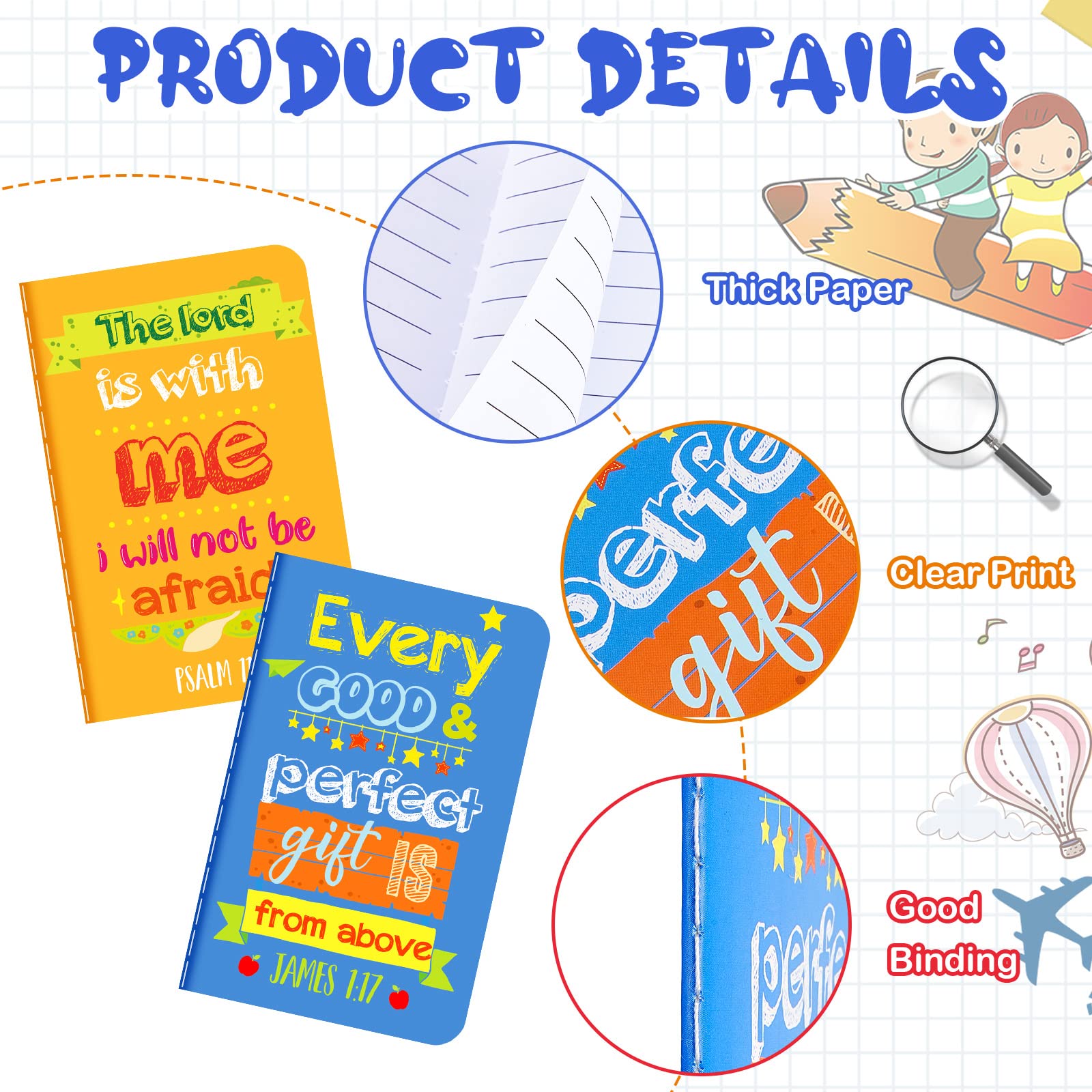 Gueevin 24 Pack Mini Christian Motivational Notebooks - Inspirational Notepads with Bible Verses for Students, School, Office, Home & Travel - Bulk Religious Pocket Journals for Daily Devotion & Gift Giving