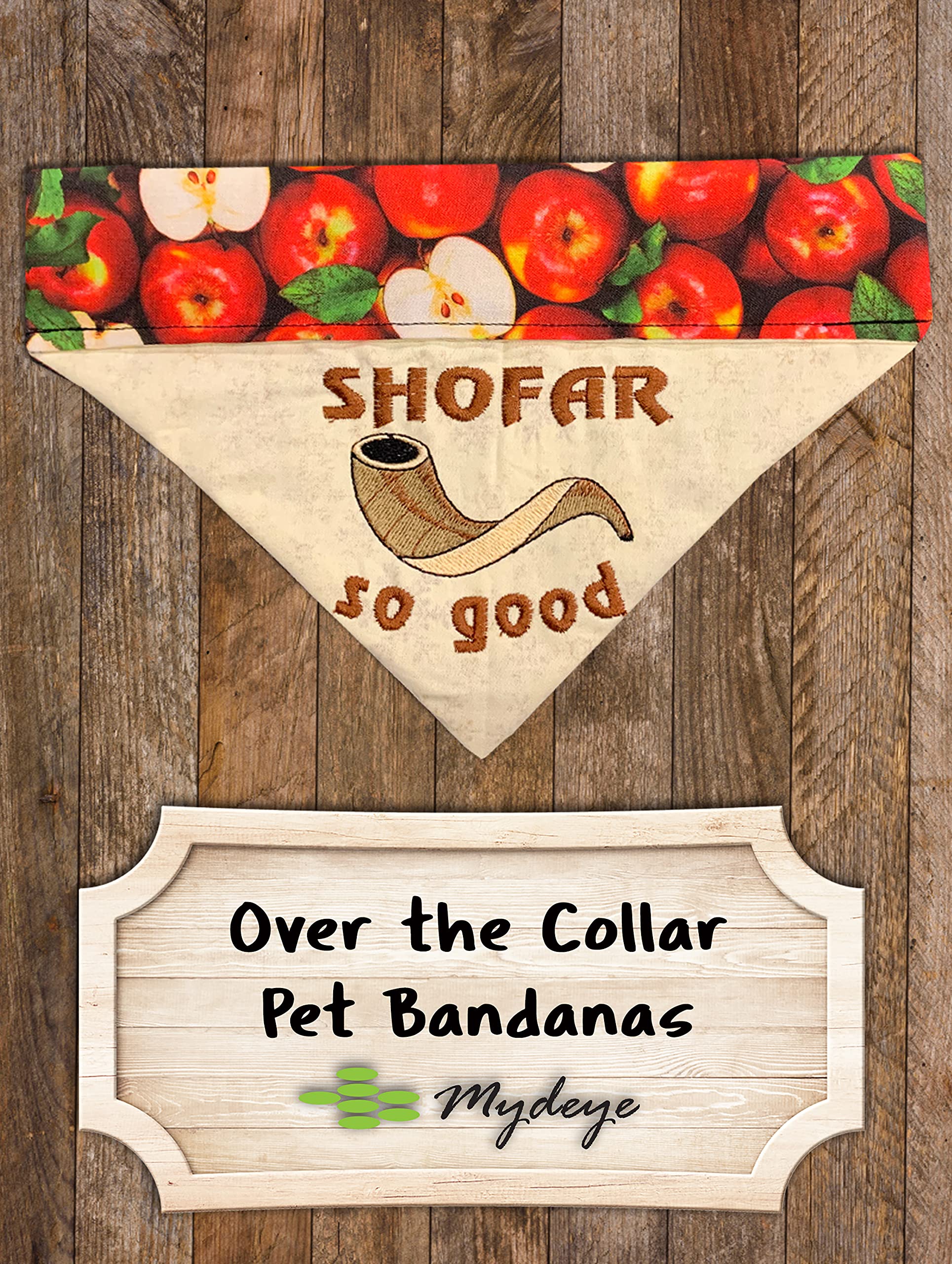 Shofar So Good Dog Bandana - Embroidered Rosh Hashanah Pet Bandana for Small to Medium Dogs | Over-the-Collar Design for Jewish Holiday Celebrations & Daily Walks