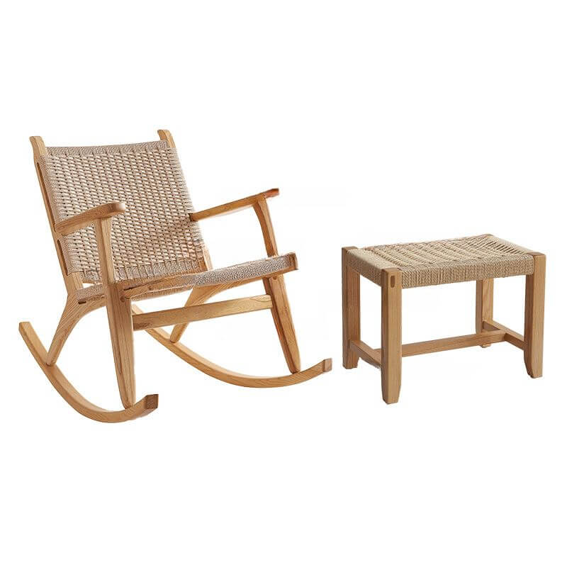 Comfortable Wooden Front Porch Rocking Chair with High Back Support - Perfect for Relaxing on Your Patio, Deck, or Garden