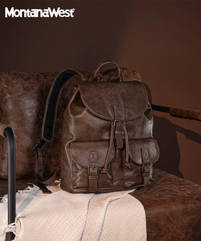 Montana West Buckle Backpack for Women - Stylish Leather Backpack Purse with Adjustable Straps - Perfect for Work, Travel & Everyday Use