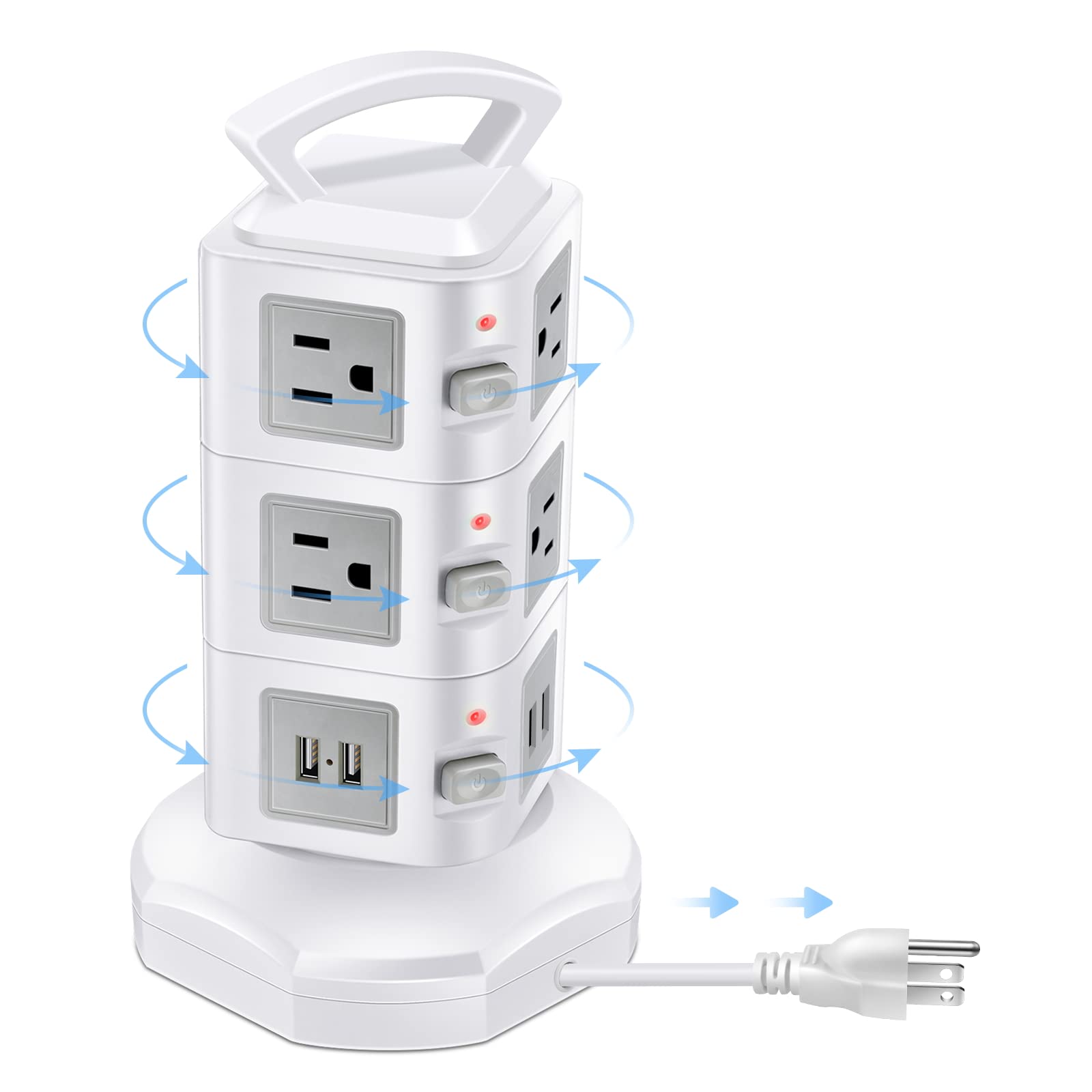 10-Outlet Power Strip with 4 USB Ports | Surge Protector for Office & Home Devices