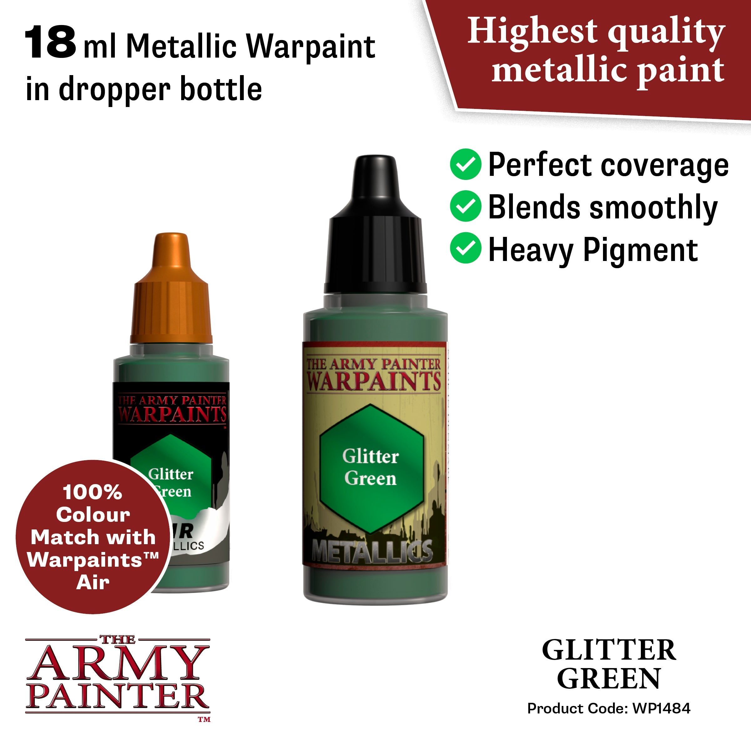 Warpaints Metallics Glitter Green - Metallic Green Glitter Paint for Cosplay, Face & Body Art - Perfect for Halloween, Parties & Festivals