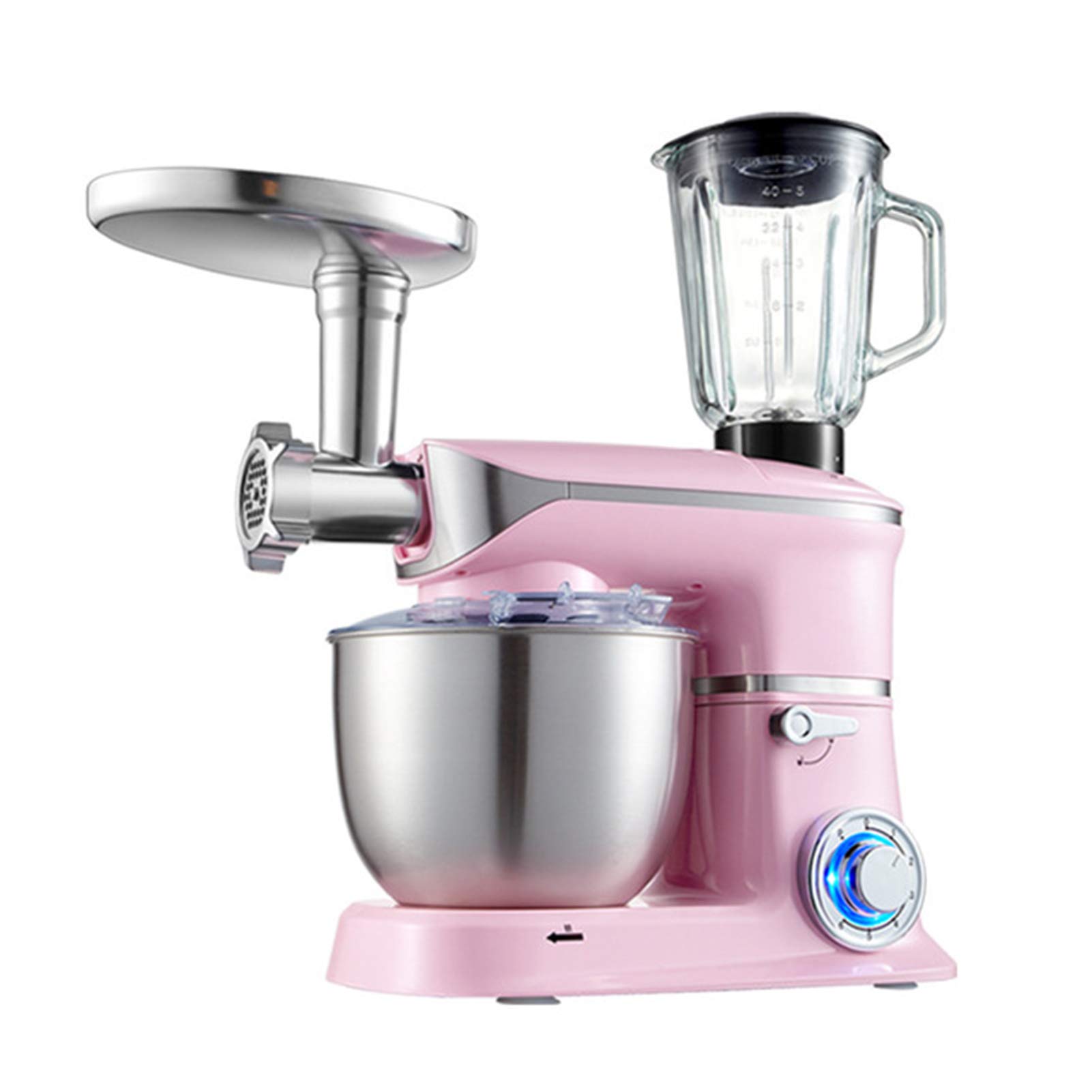 1000W Stand Mixer with 6 Speeds - Multifunctional Kitchen Mixer for Dough, Juicing & Meat Grinding - Includes Splash Guard, Dough Hook, Beater & Whisk - Low Noise Design - Perfect for Baking, Cooking & Meal Prep at Home
