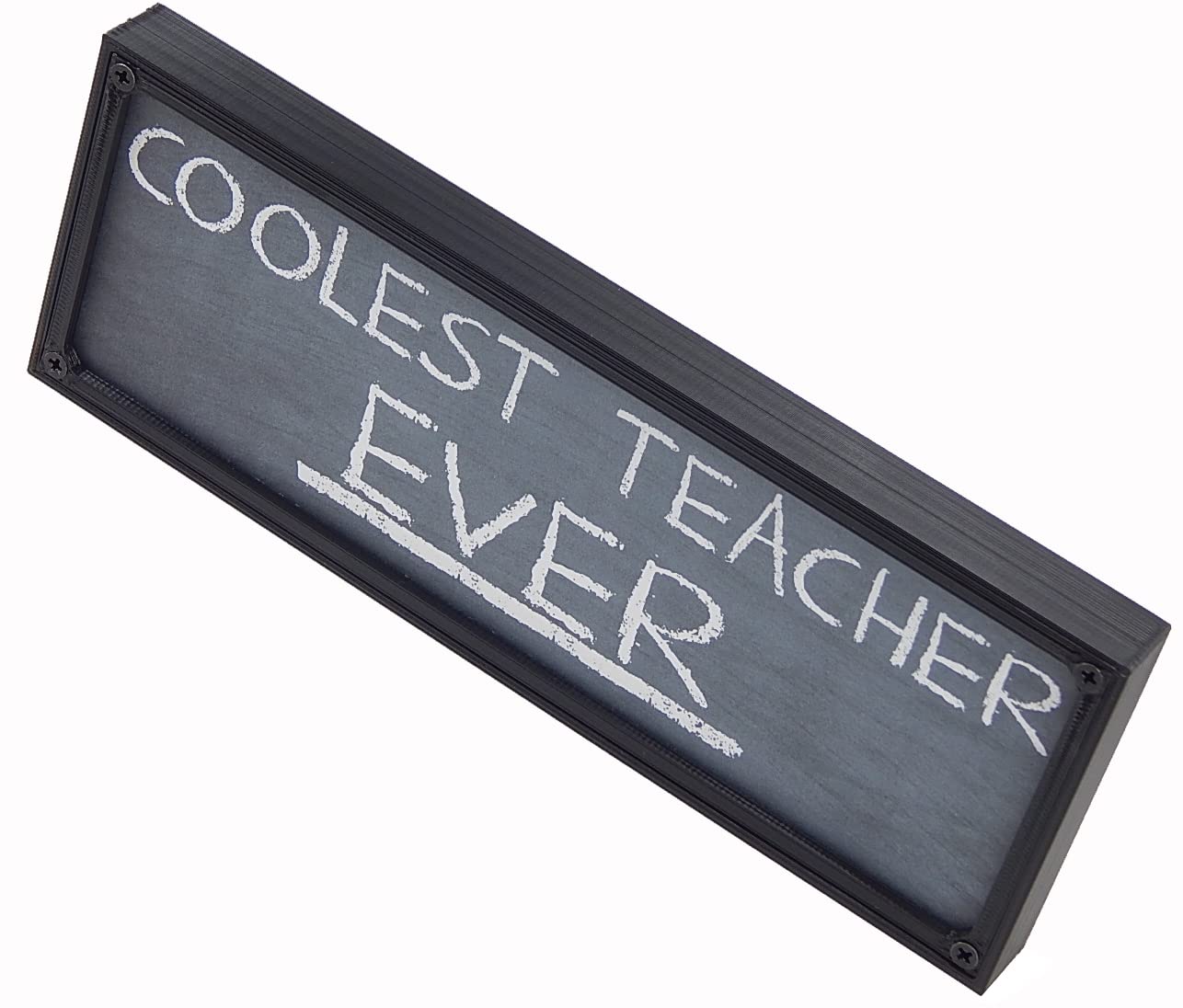 Funny Teacher Appreciation Sign - Free Standing Desktop or Wall Hanging Plaque for Classroom Decor, Teacher's Desk, Office & Home - Coolest Teacher Ever Novelty Gift