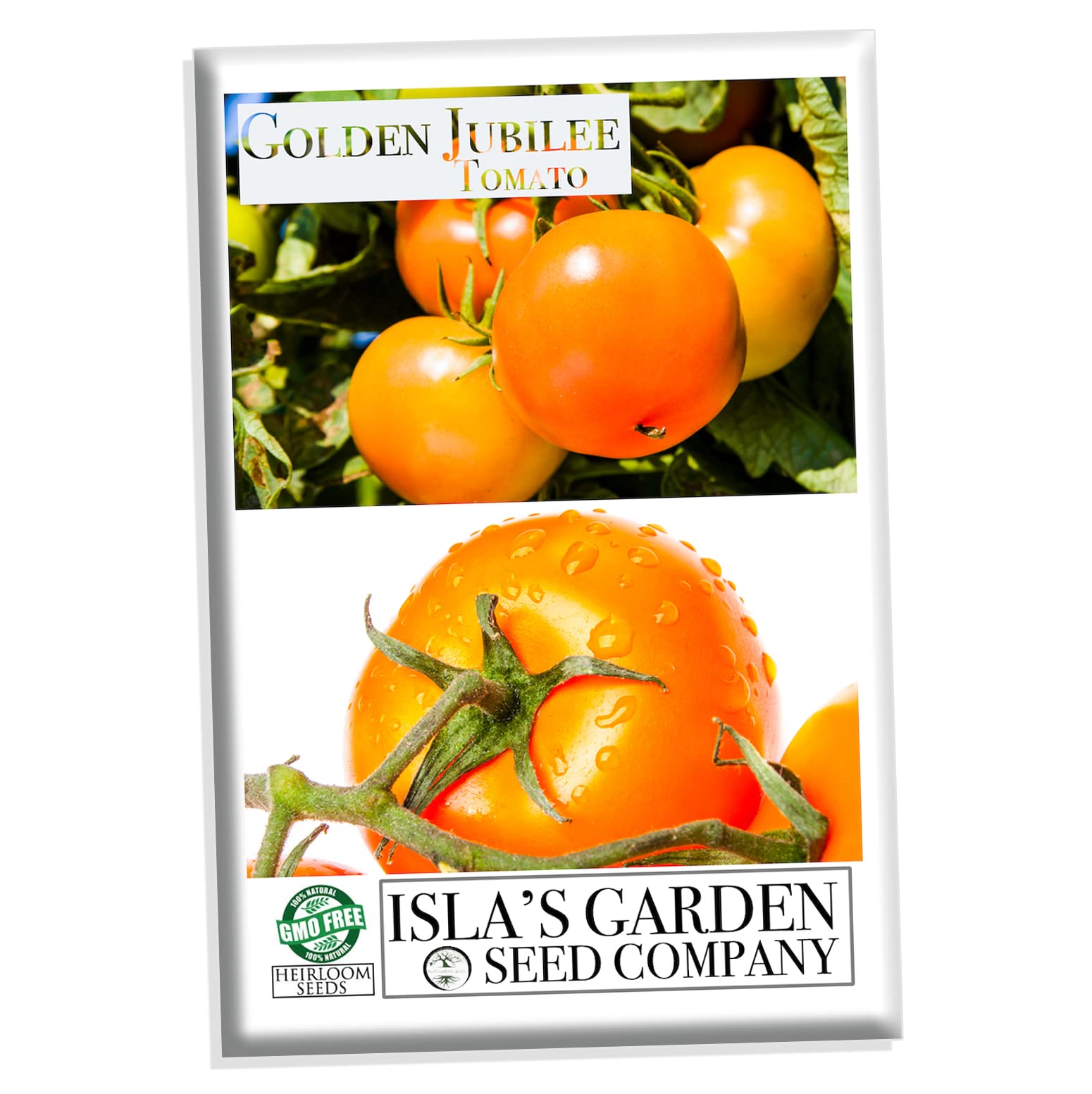 Golden Jubilee Tomato Seeds - 200+ Heirloom, Non-GMO Seeds (Solanum lycopersicum 'Jubilee') by Isla's Garden Seeds - Perfect for Home Gardening, Canning & Fresh Salads