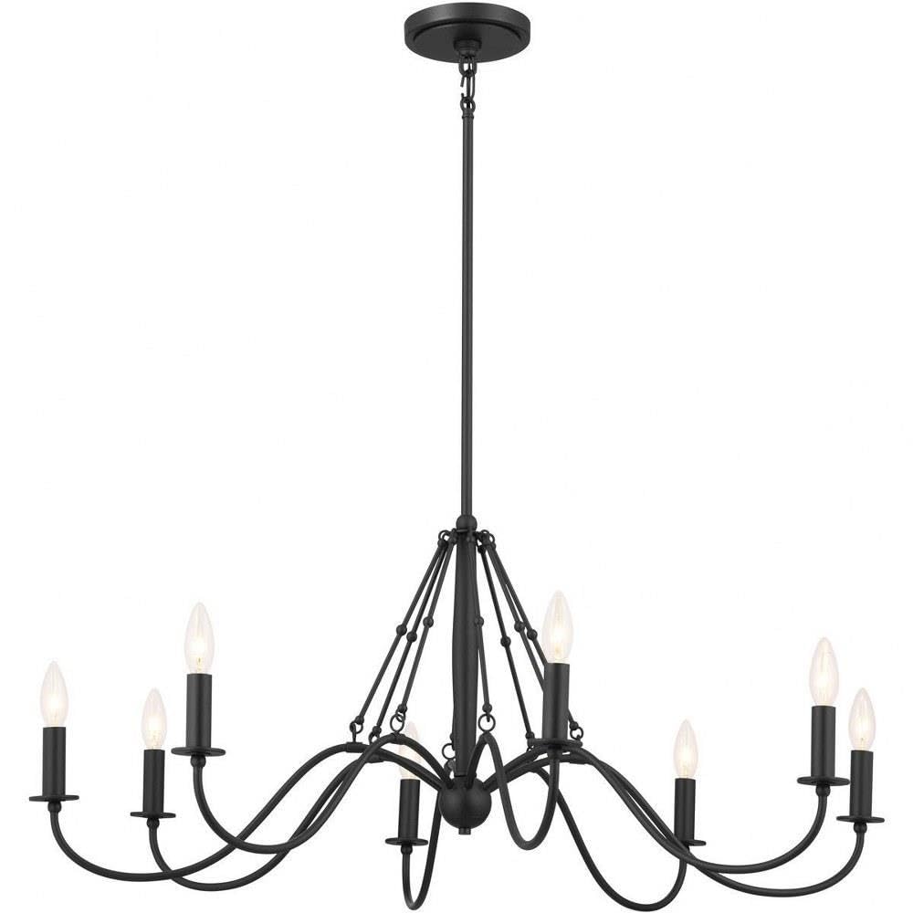 Kichler Freesia 38 Inch 8-Light Chandelier in Textured Black - Modern Crystal Ceiling Light Fixture for Dining Room, Bedroom, or Entryway