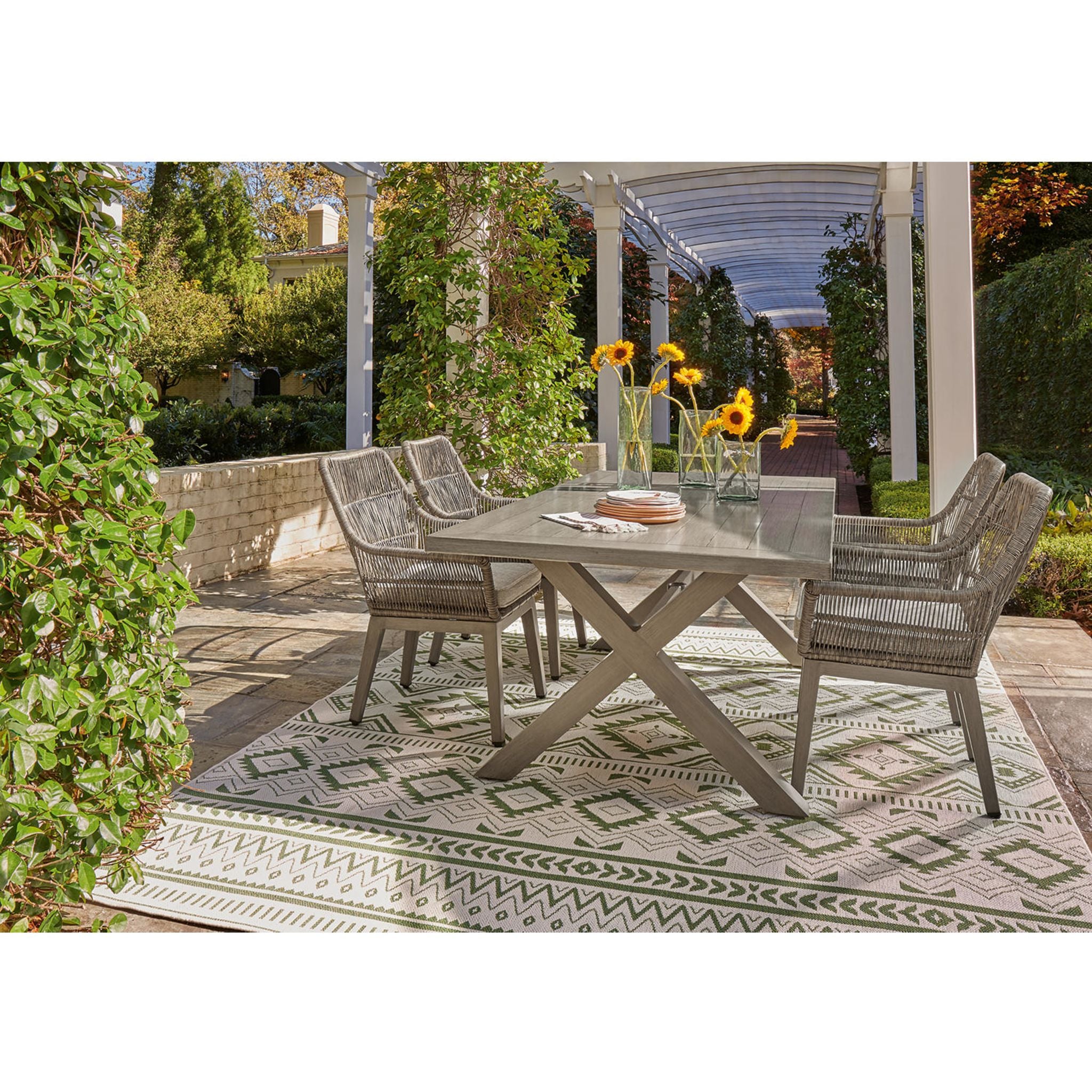 5-Piece Beige Outdoor Dining Set for Beachfront & Patio - Waterproof & UV-Resistant Furniture for Coastal Living