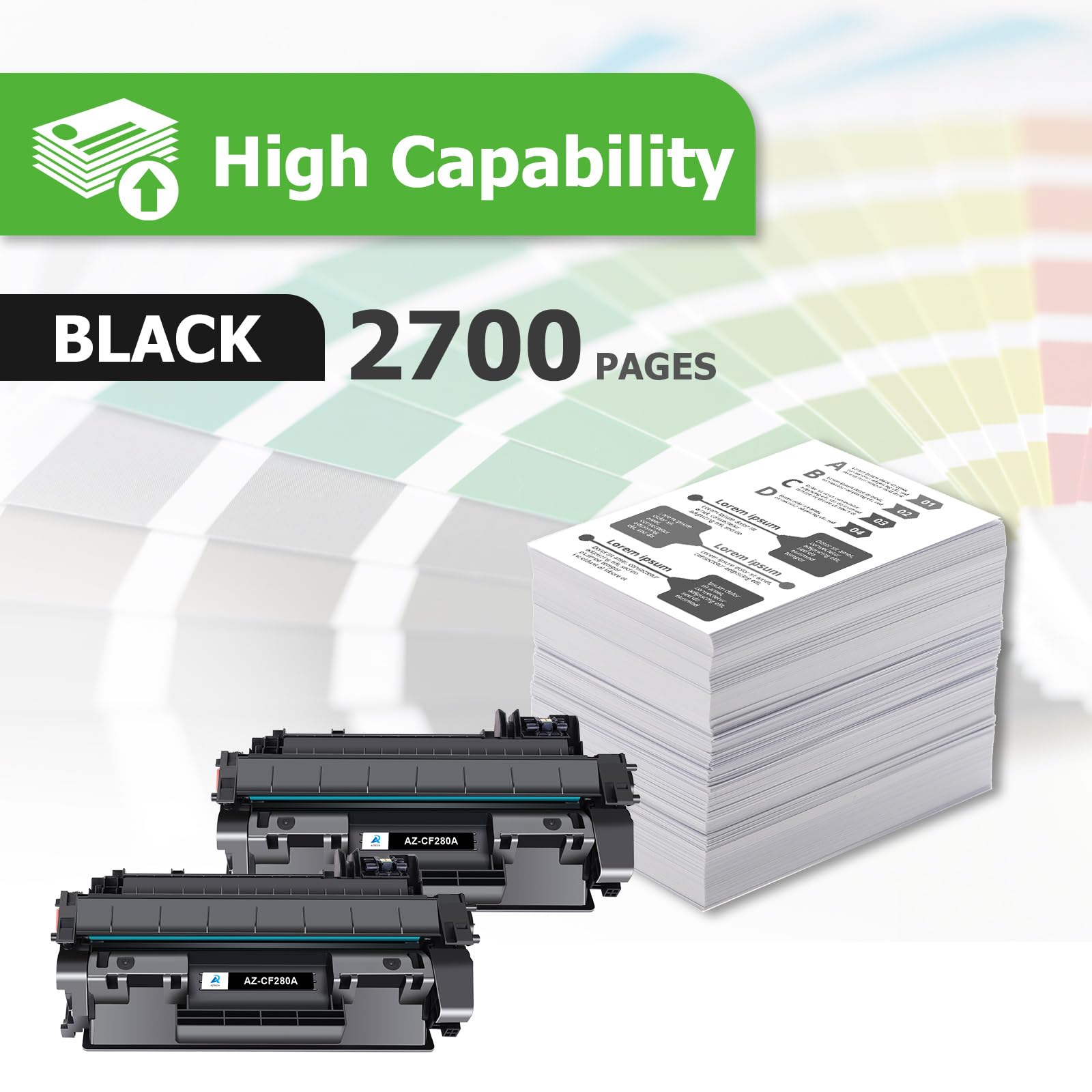 Compatible HP 80A CF280A 80X CF280X Toner Cartridge Replacement (2-Pack, Black) for HP Pro 400 M401A M401D M401N M401DNE MFP M425DN Printer - High Yield Printing for Office & Home Use