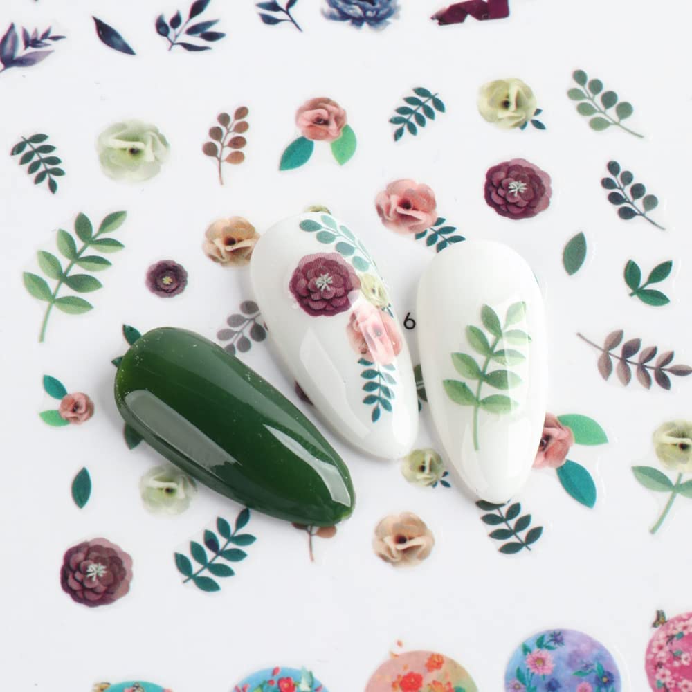 11 Sheets 3D Self-Adhesive Flower Nail Art Stickers - Spring Floral & Leaf Nail Decals for Women & Girls | Acrylic Nail Designs, Manicure Tips & Decorations (E1040-1050) | Perfect for Spring Nail Art, DIY Manicures & Professional Salon Use