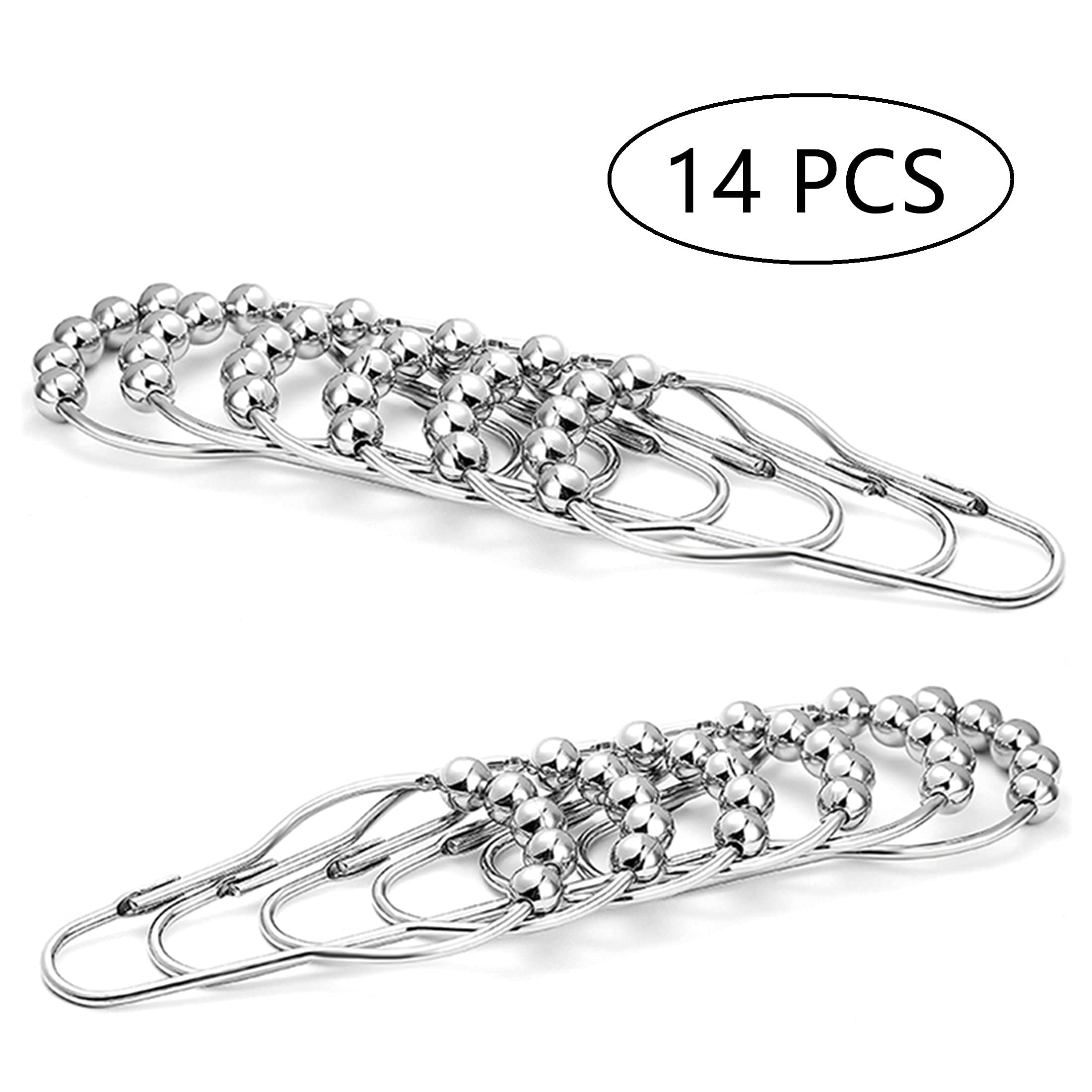 14 Pack Shower Curtain Hooks Rings - Rustproof Bathroom Accessories for Shower Liners & Curtains | Perfect for Bathroom, RV, and Dorm Decor