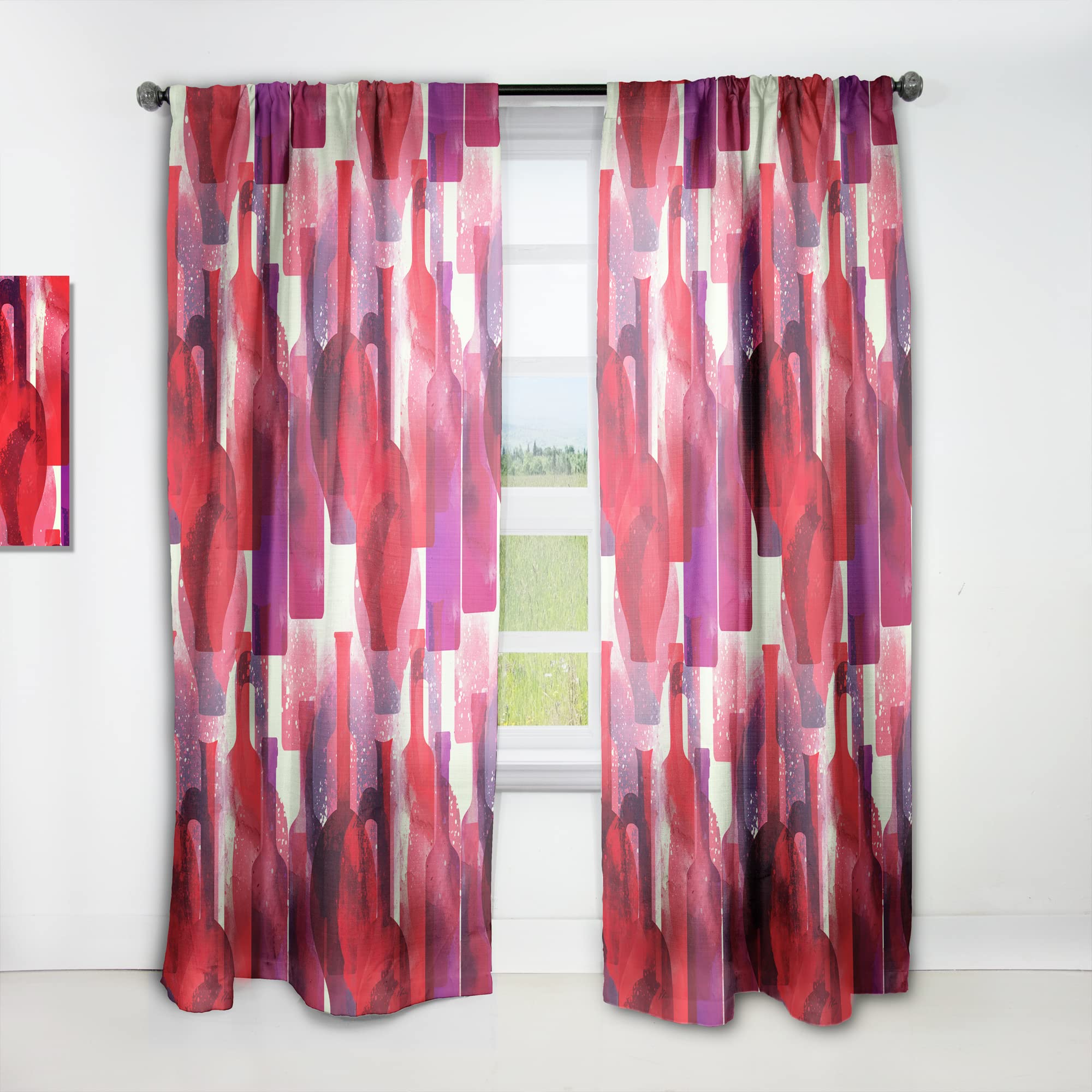 DesignQ 'Imprints of Wine Bottles' Thermal Insulated Curtain Panel - 52x120 Inches - Elegant Window Treatment for Bedroom & Living Room - Perfect for Home Decor, Light Blocking & Temperature Control