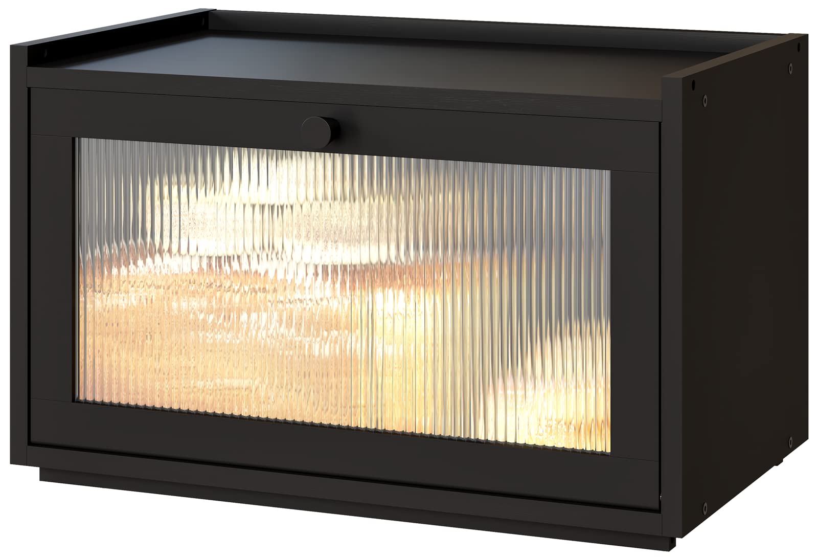 Large Black Bamboo Bread Box with Wavy Acrylic Door - Farmhouse Style Kitchen Counter Bread Storage Container for Bread, Baguettes & Pastries - Perfect for Home, Bakery & Rustic Kitchen Decor