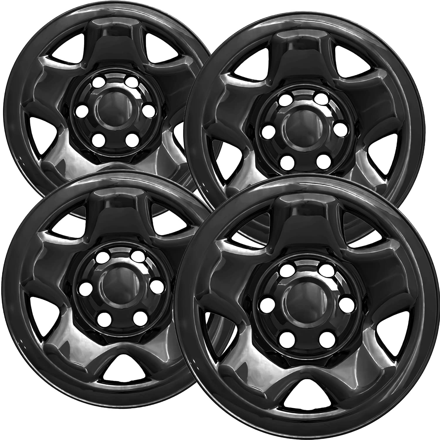OxGord 16 Inch Wheel Skins for 2005-2022 Toyota Tacoma - Set of 4 Glossy Black ABS Wheel Covers | Durable Replacement Hubcaps for 16