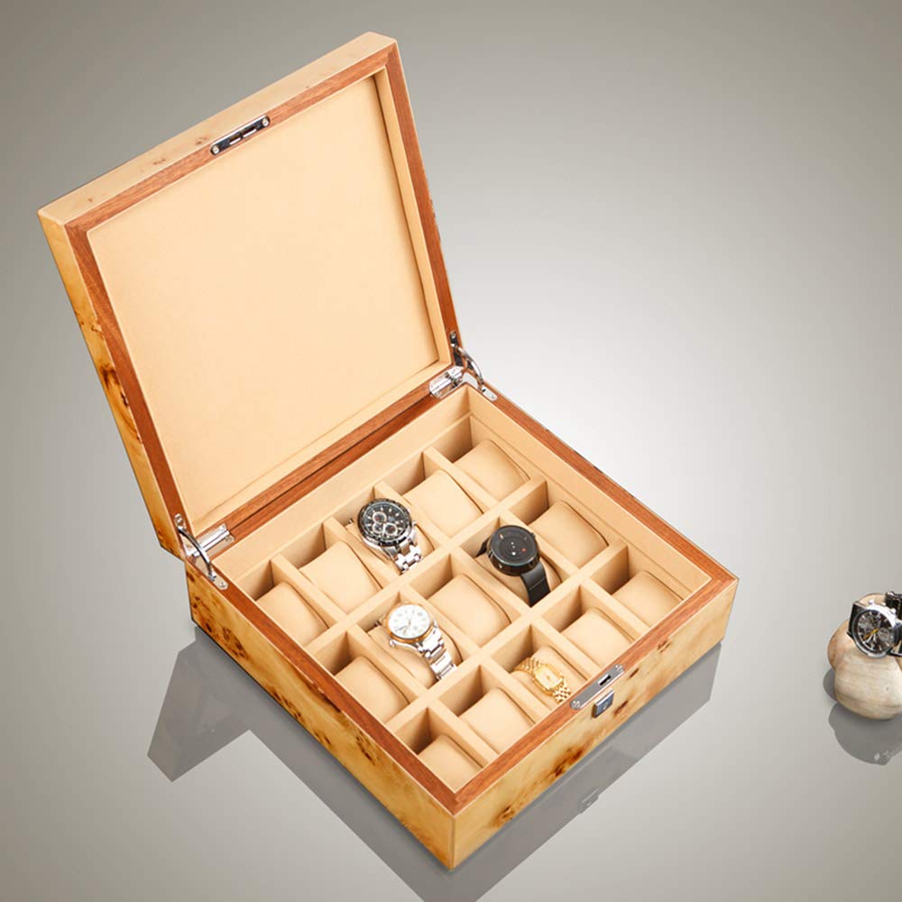 Premium Wooden Jewelry Storage Box with Lock - 15 Compartment Organizer for Rings, Necklaces & Watches | Removable Tray & Cushion | Perfect for Home, Travel & Gift Giving