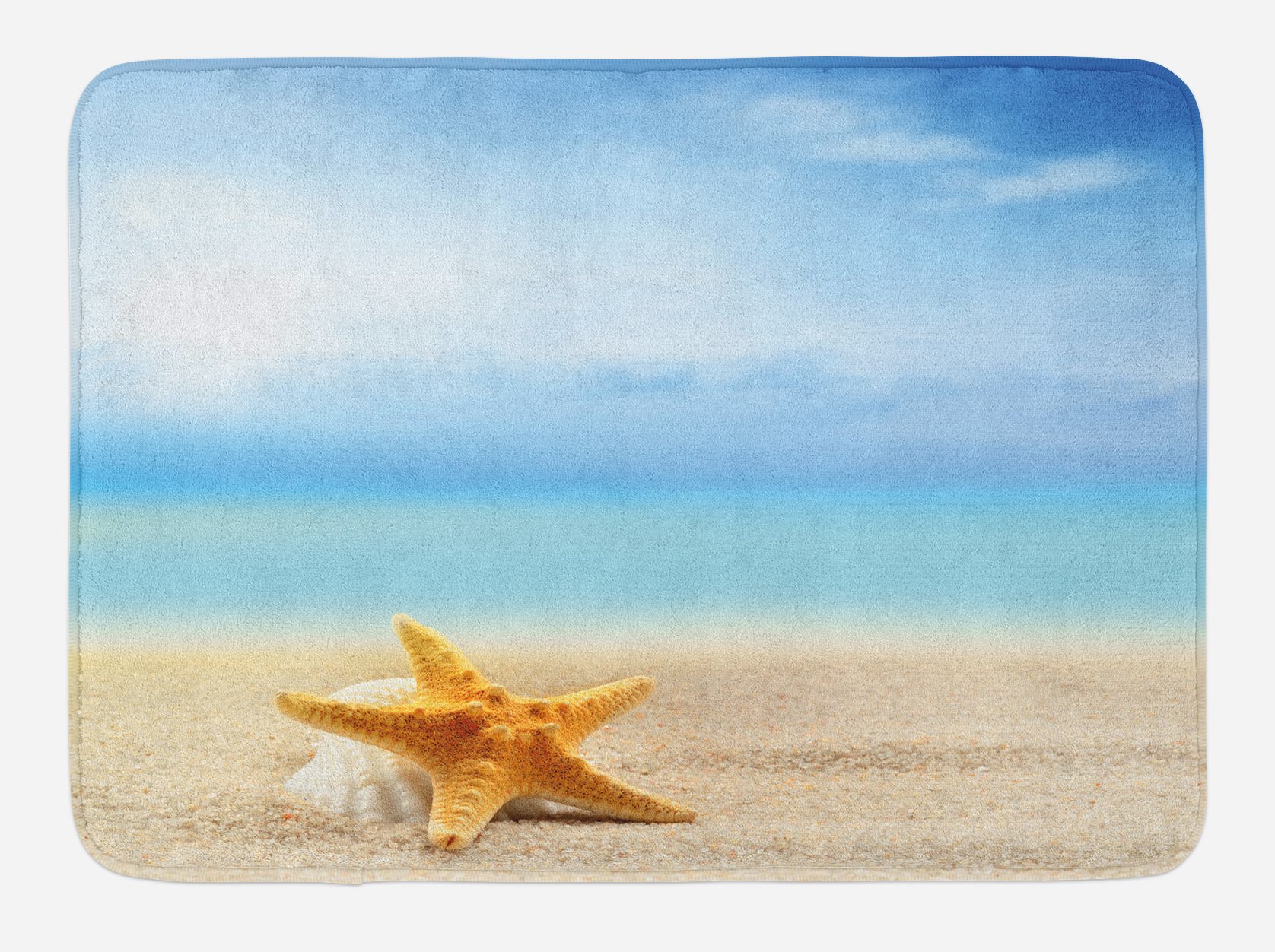 Ambesonne Non-Slip Starfish Bath Mat - Soft Plush Seashell Ocean Design Bathroom Rug 30